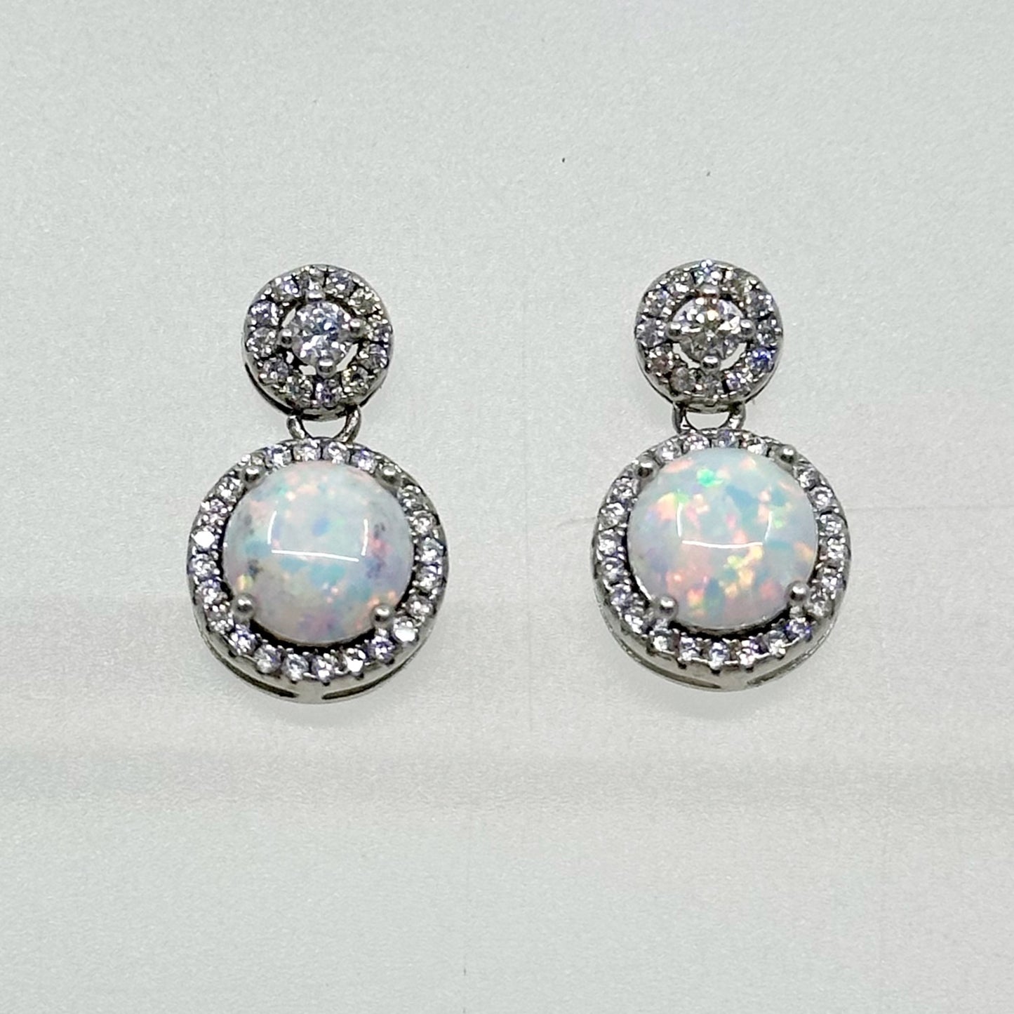 sterling silver opal & cubic zirconia earrings GM670