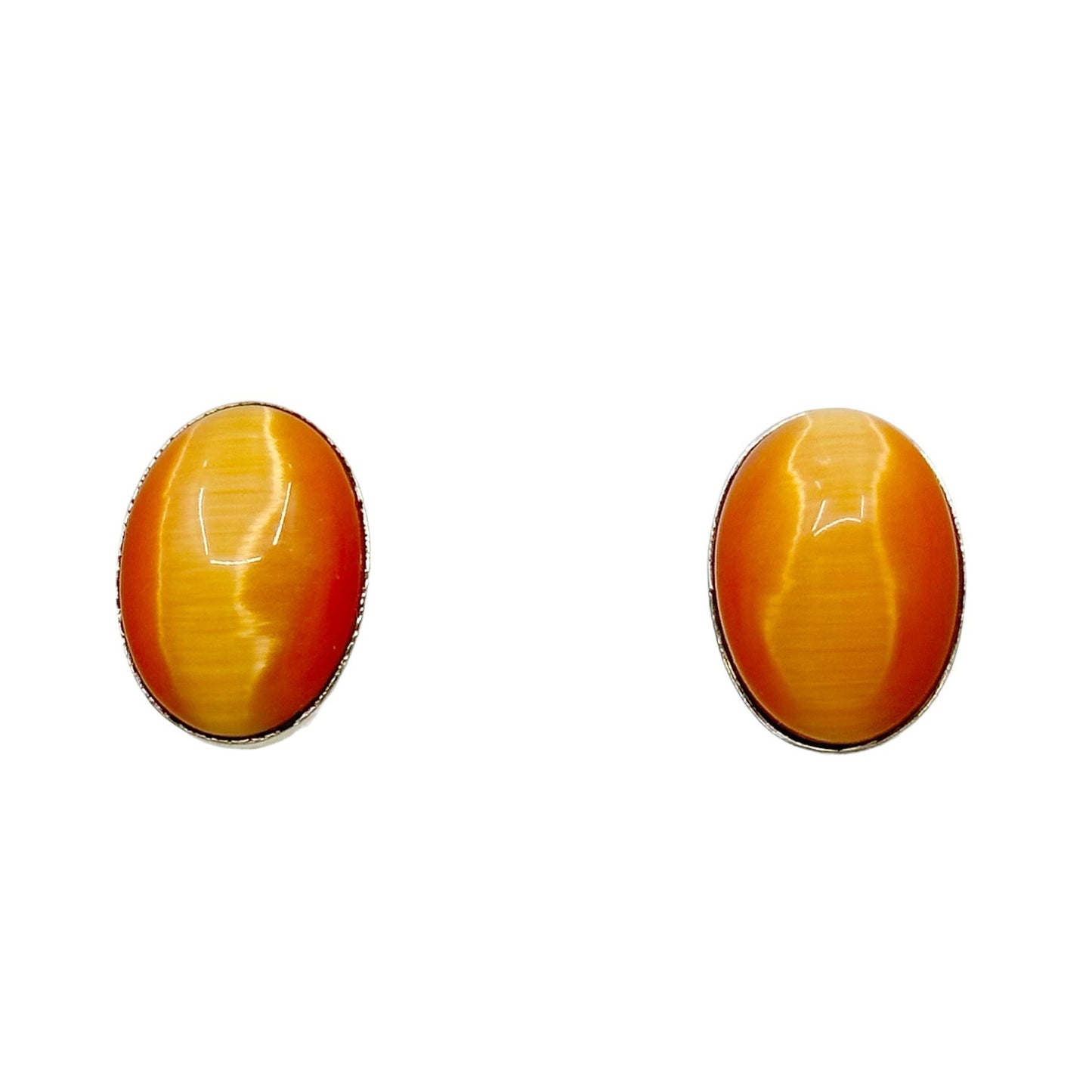Sterling silver cat's eye glass fiber optic earrings GM675