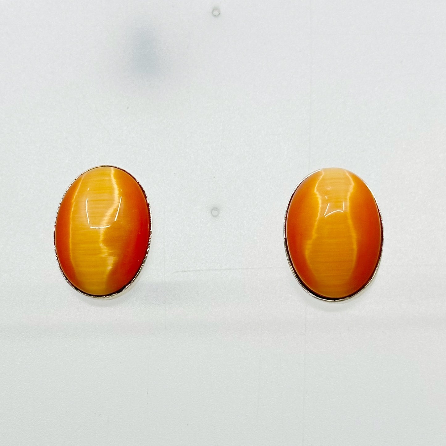 Sterling silver cat's eye glass fiber optic earrings GM675