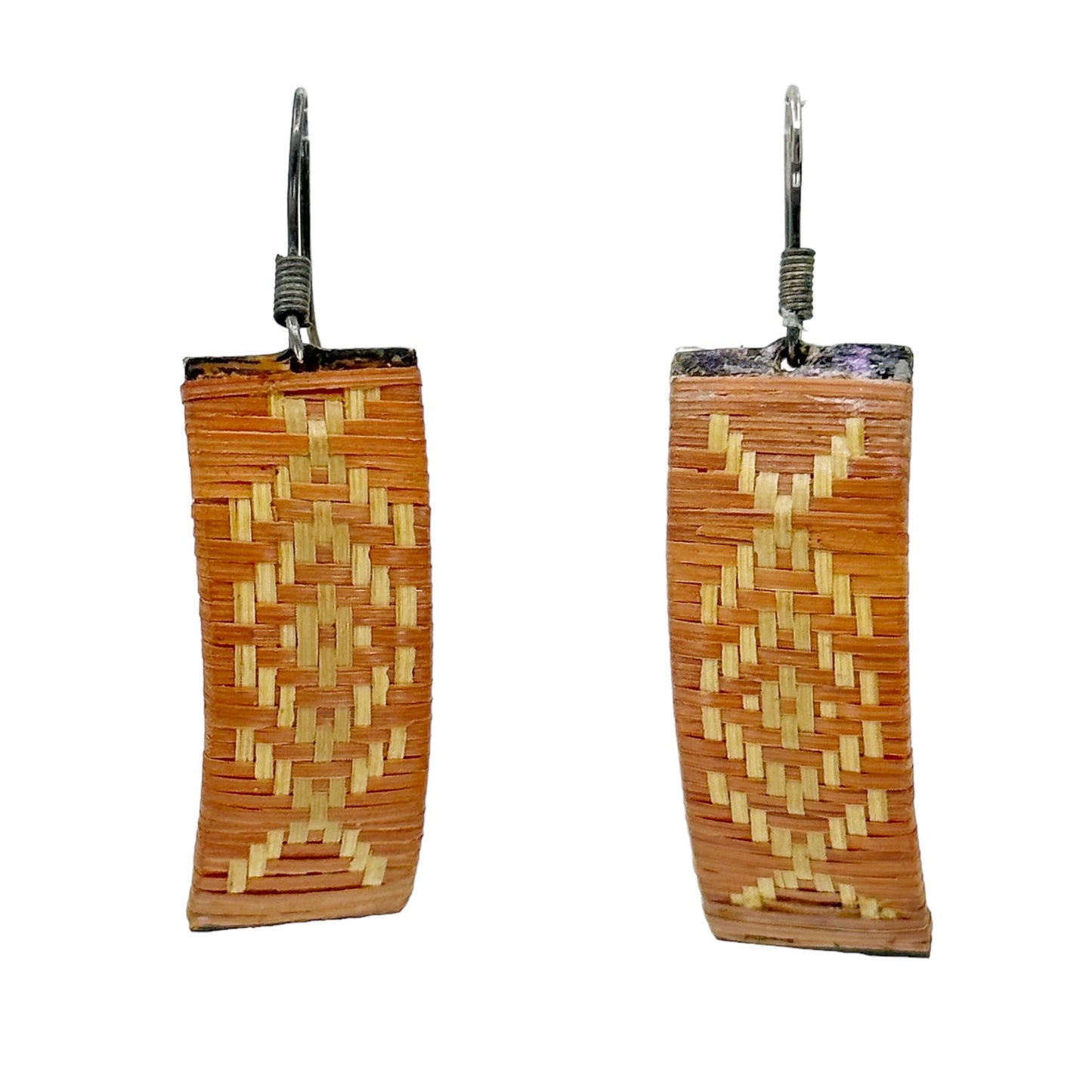Sterling silver woven straw earrings GM679