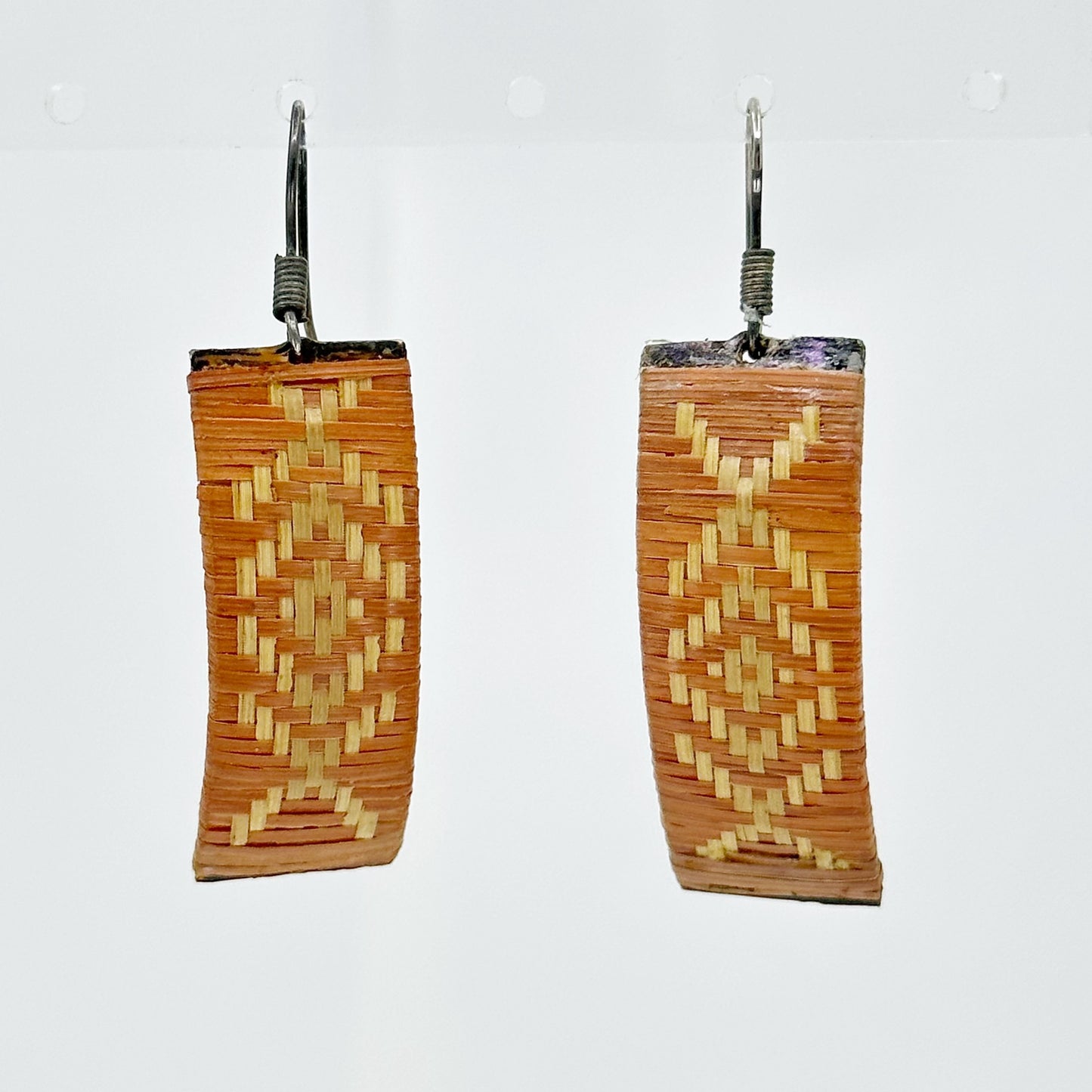 Sterling silver woven straw earrings GM679