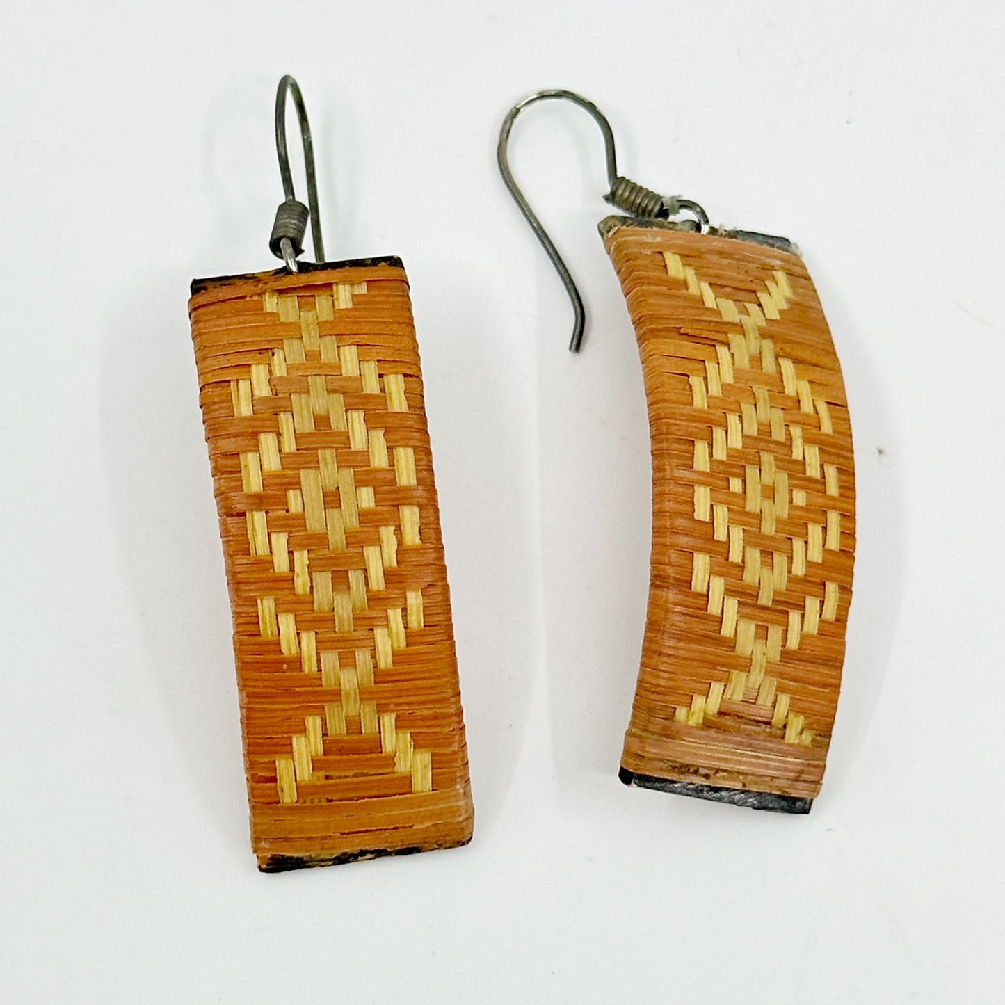 Sterling silver woven straw earrings GM679
