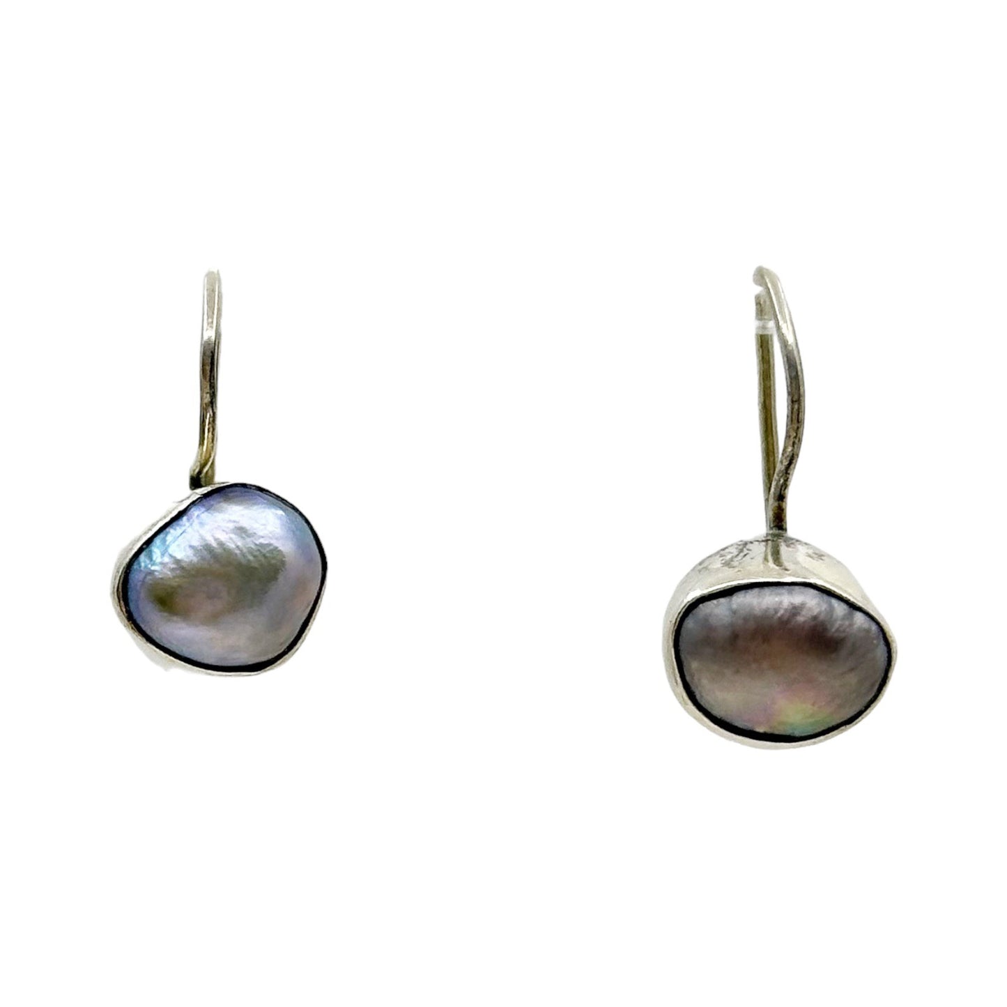 Hand Made Sterling silver freshwater gray pearl earrings GM683