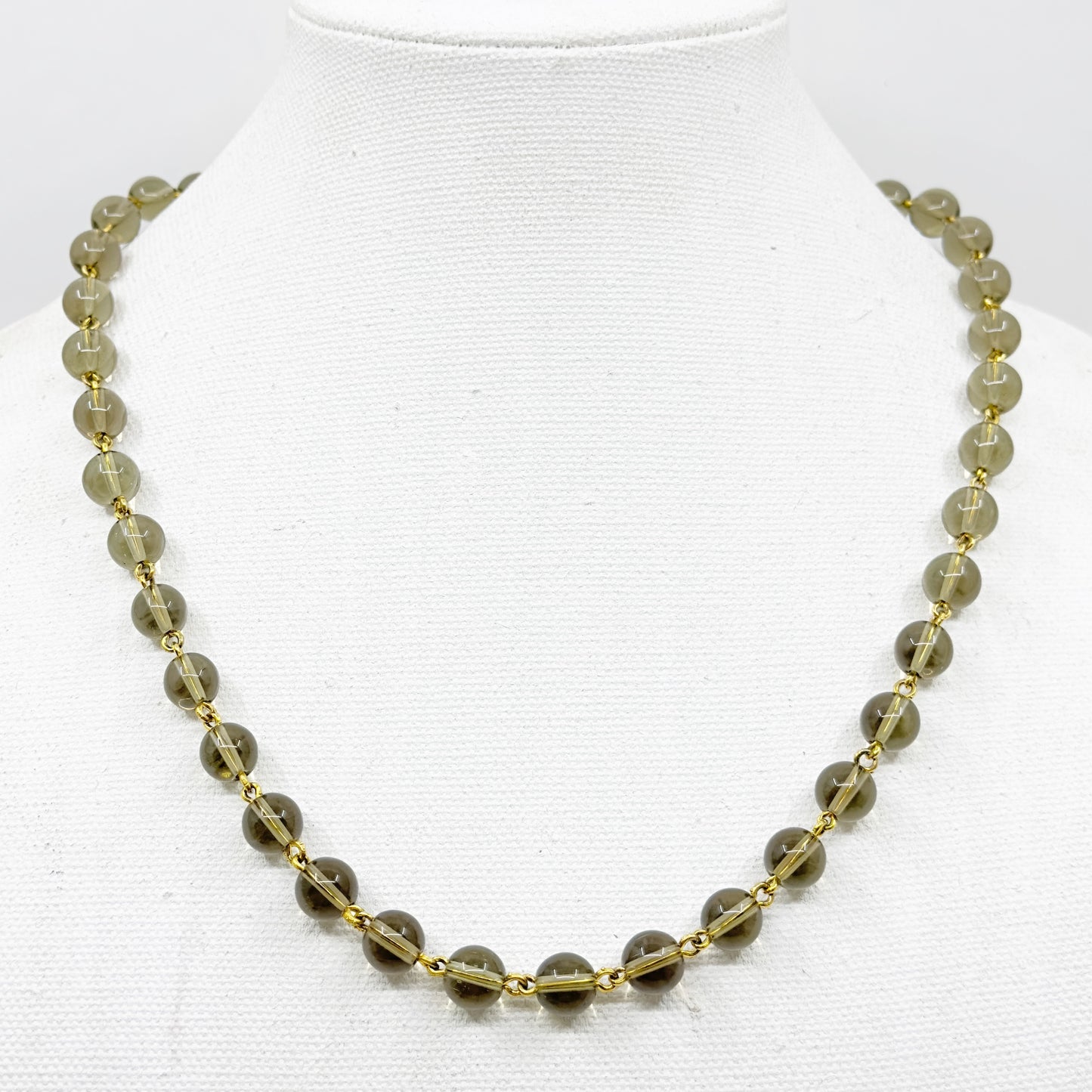 Hand Made 14k Gold Filled smoky quartz bead necklace GM685