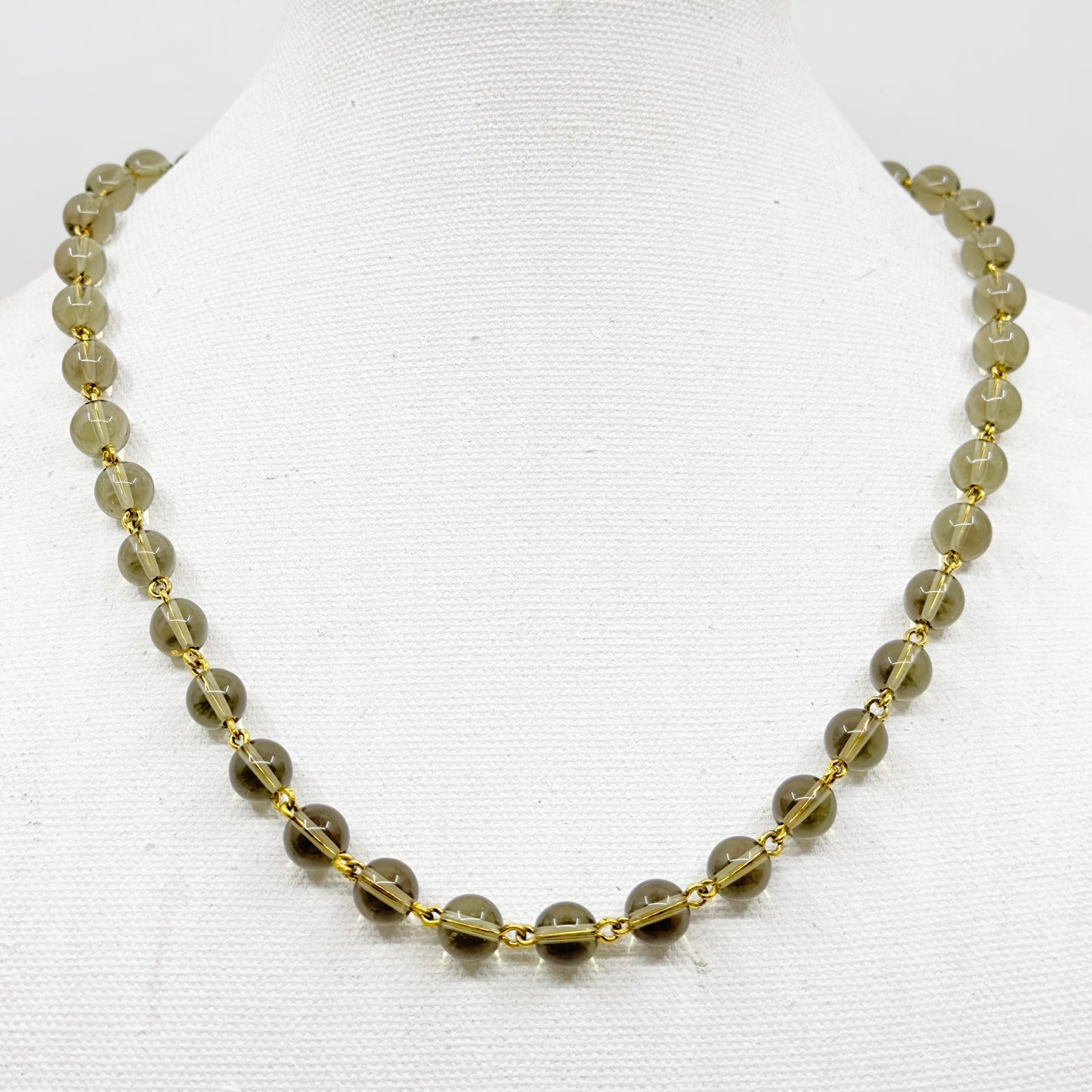 Hand Made 14k Gold Filled smoky quartz bead necklace GM685