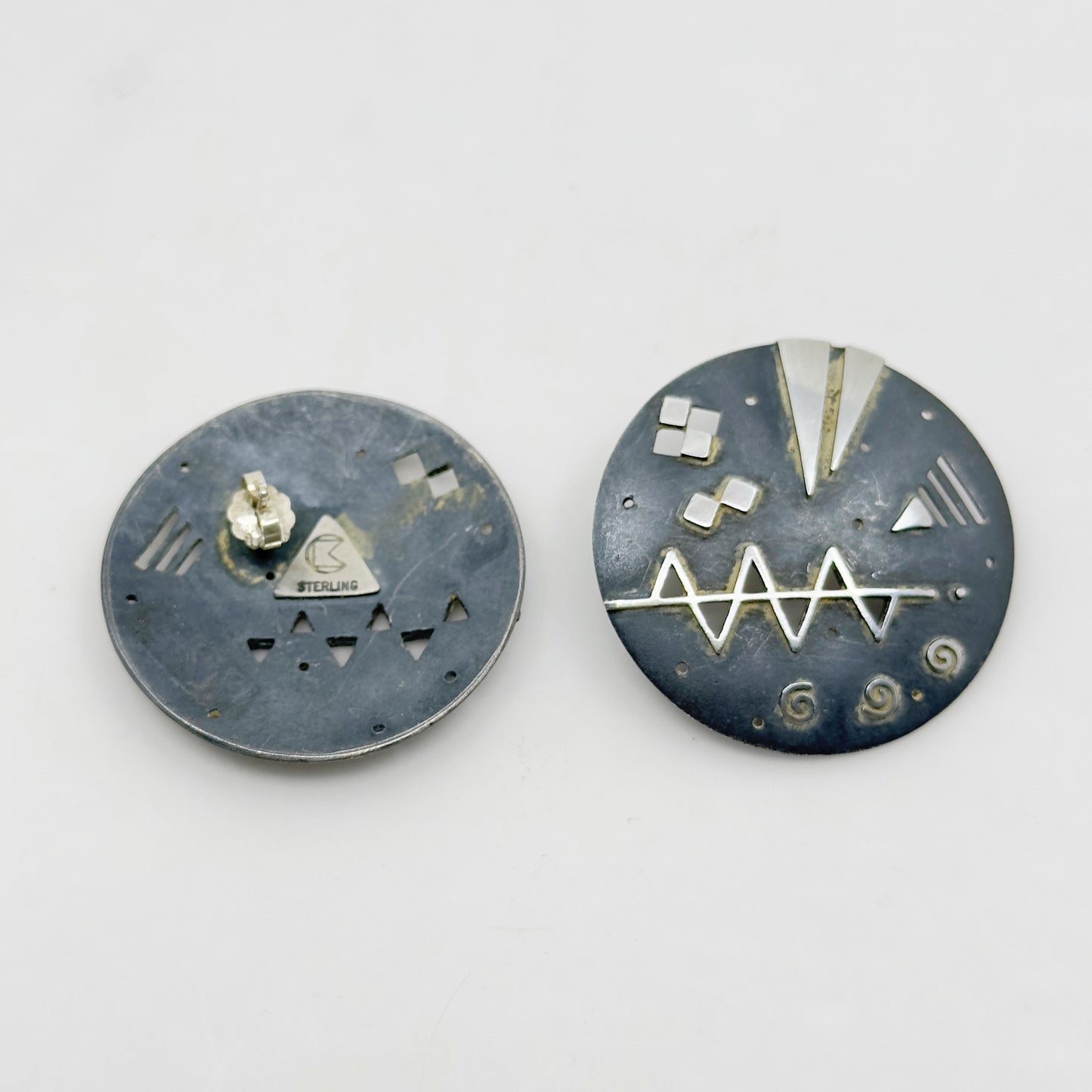 Modernist sterling silver earrings GM689
