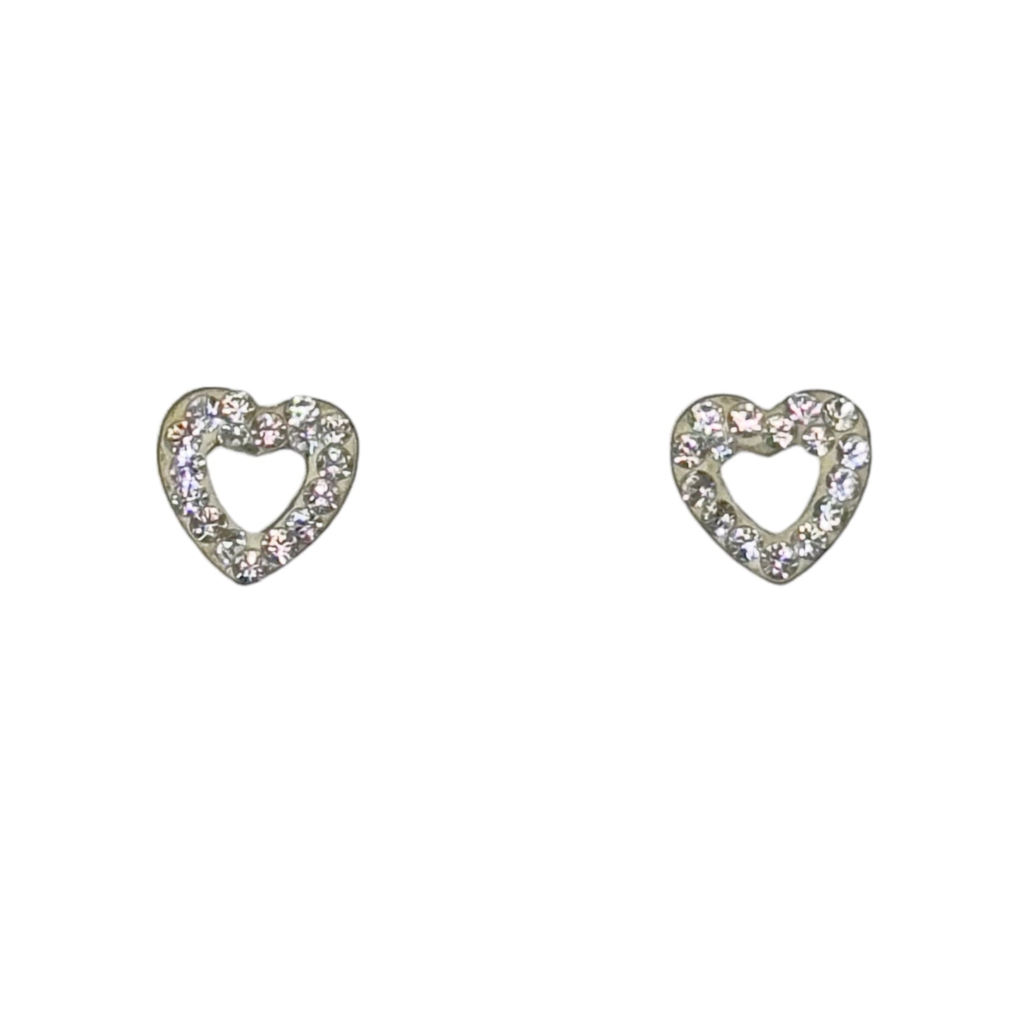 Sterling silver crystal heart stud earrings GM694