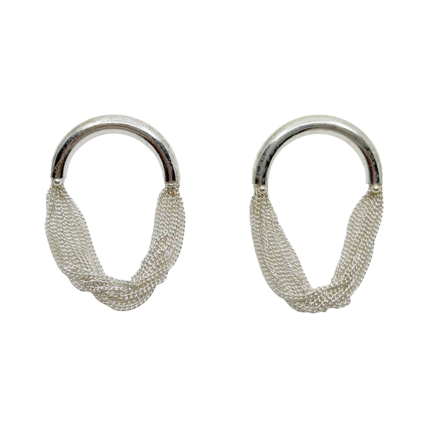 Hand Made Sterling silver chain drop earrings GM695