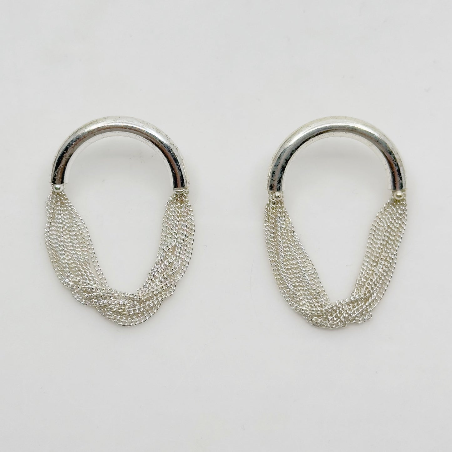 Hand Made Sterling silver chain drop earrings GM695