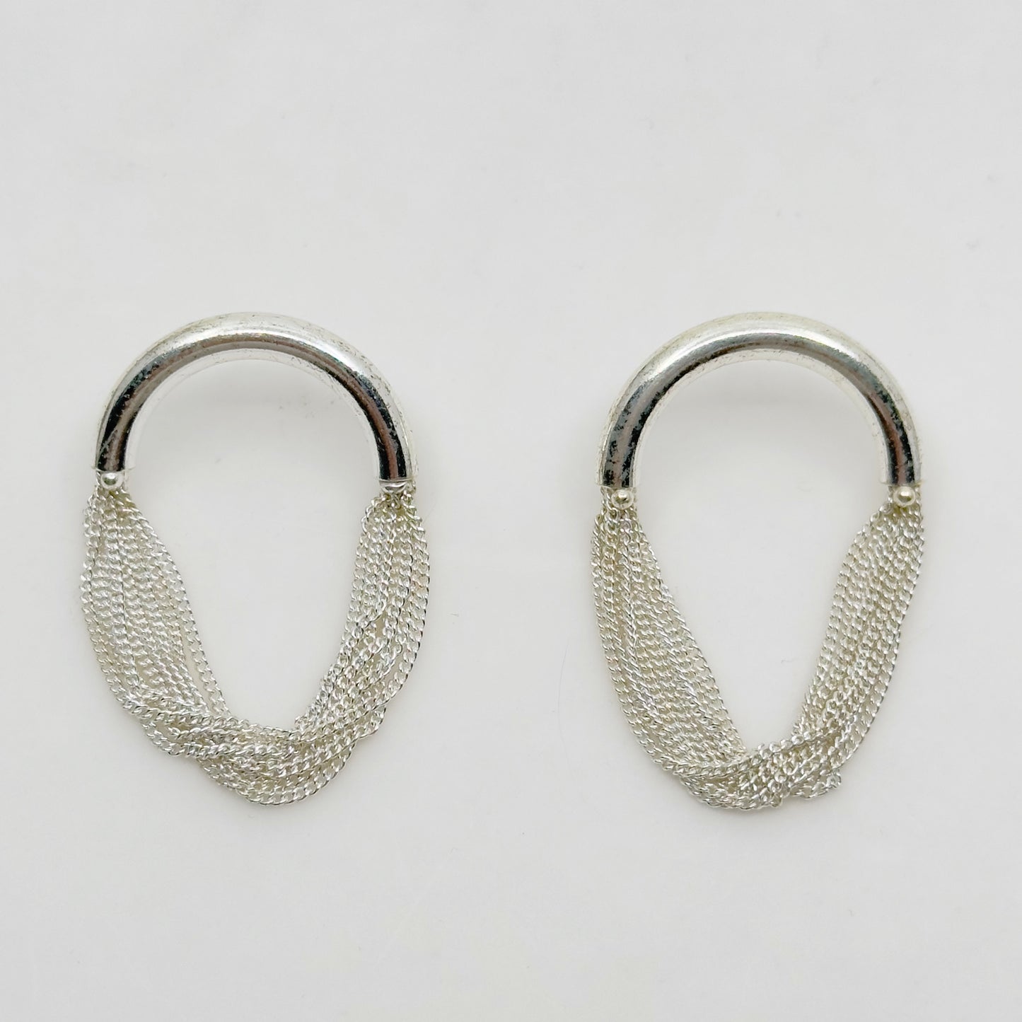 Hand Made Sterling silver chain drop earrings GM695