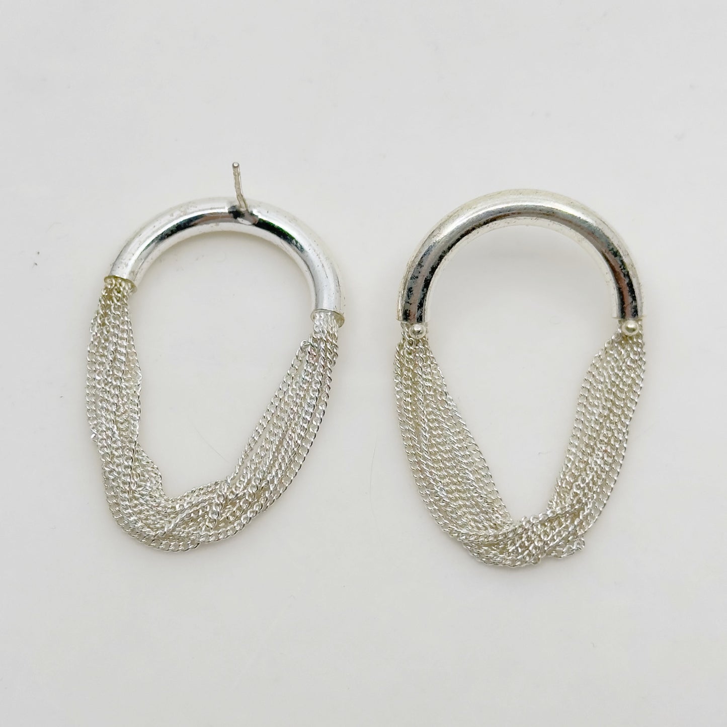 Hand Made Sterling silver chain drop earrings GM695