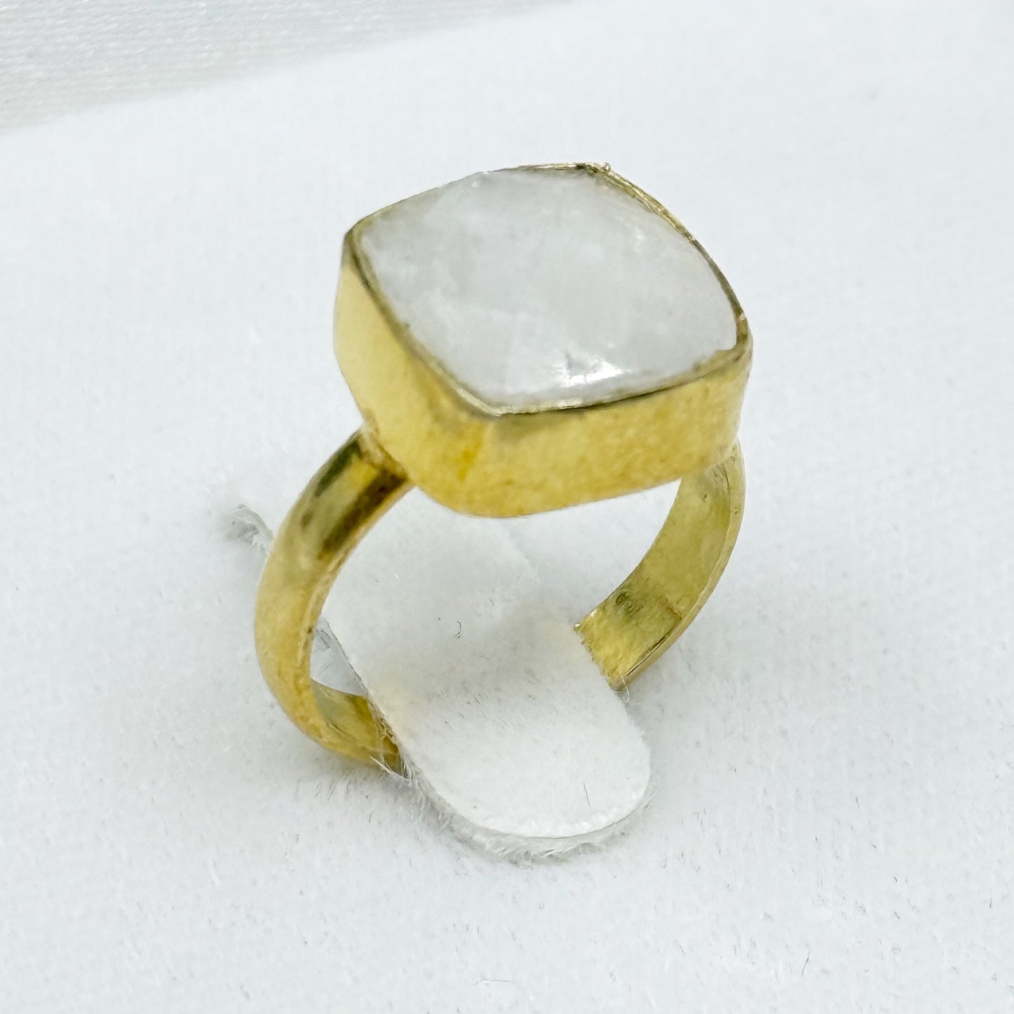Gold vermeil sterling silver milky quartz ring - GM387