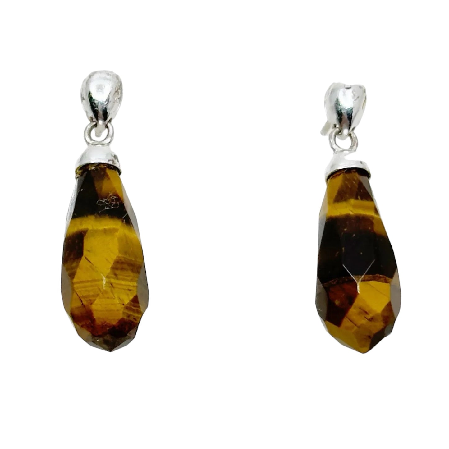 sterling silver tiger's eye drop earrings GM701