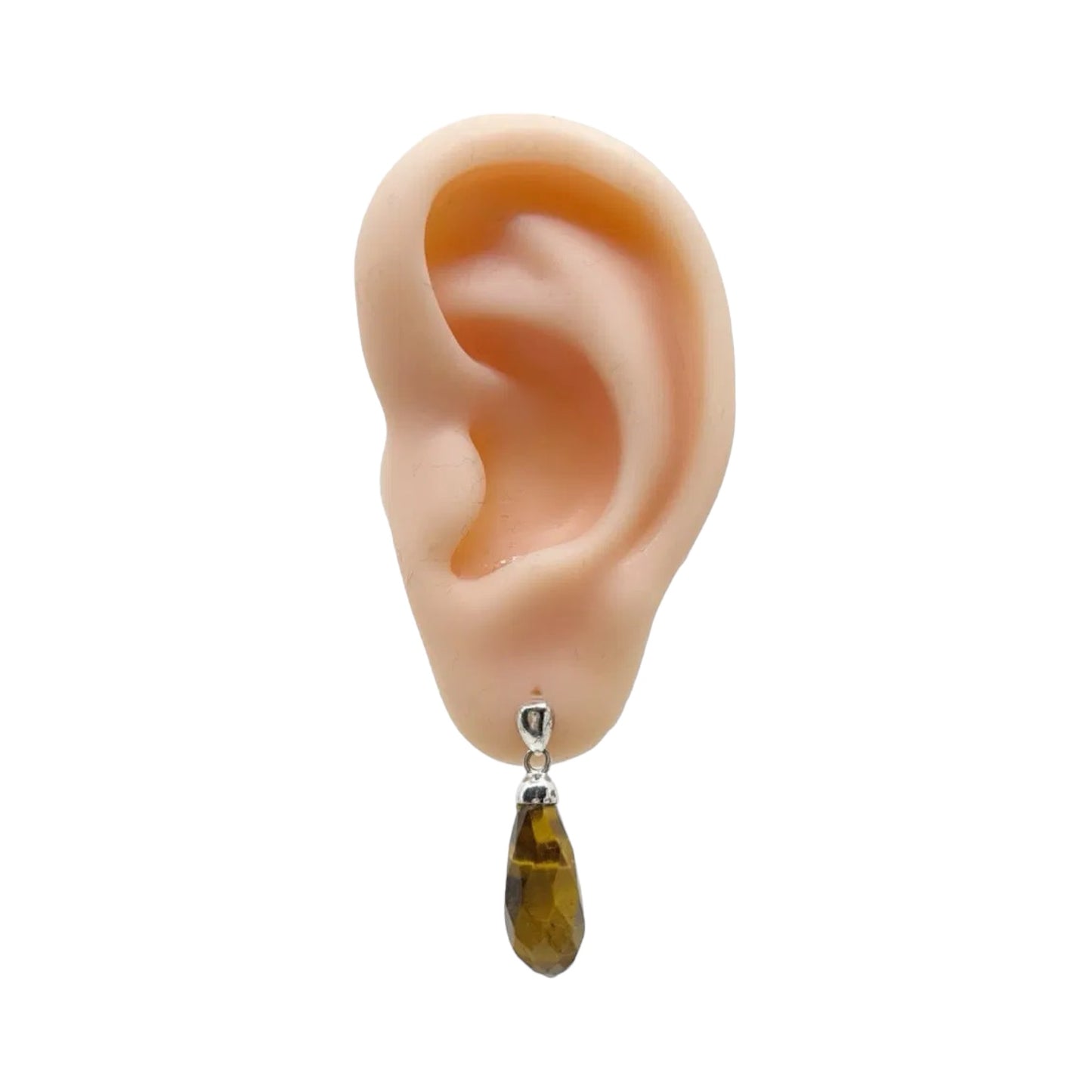sterling silver tiger's eye drop earrings GM701