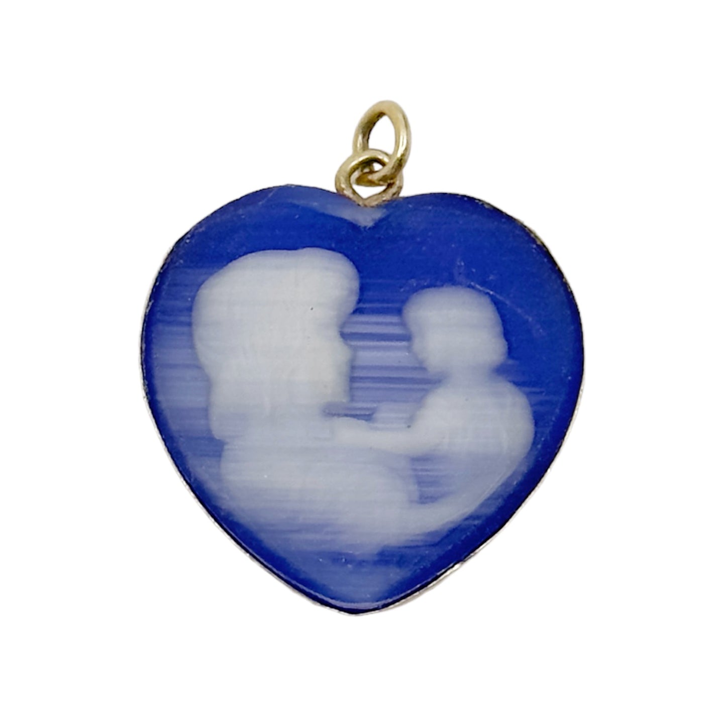 Vintage 14k Gold filled Mother & Child glass cameo pendant GM703