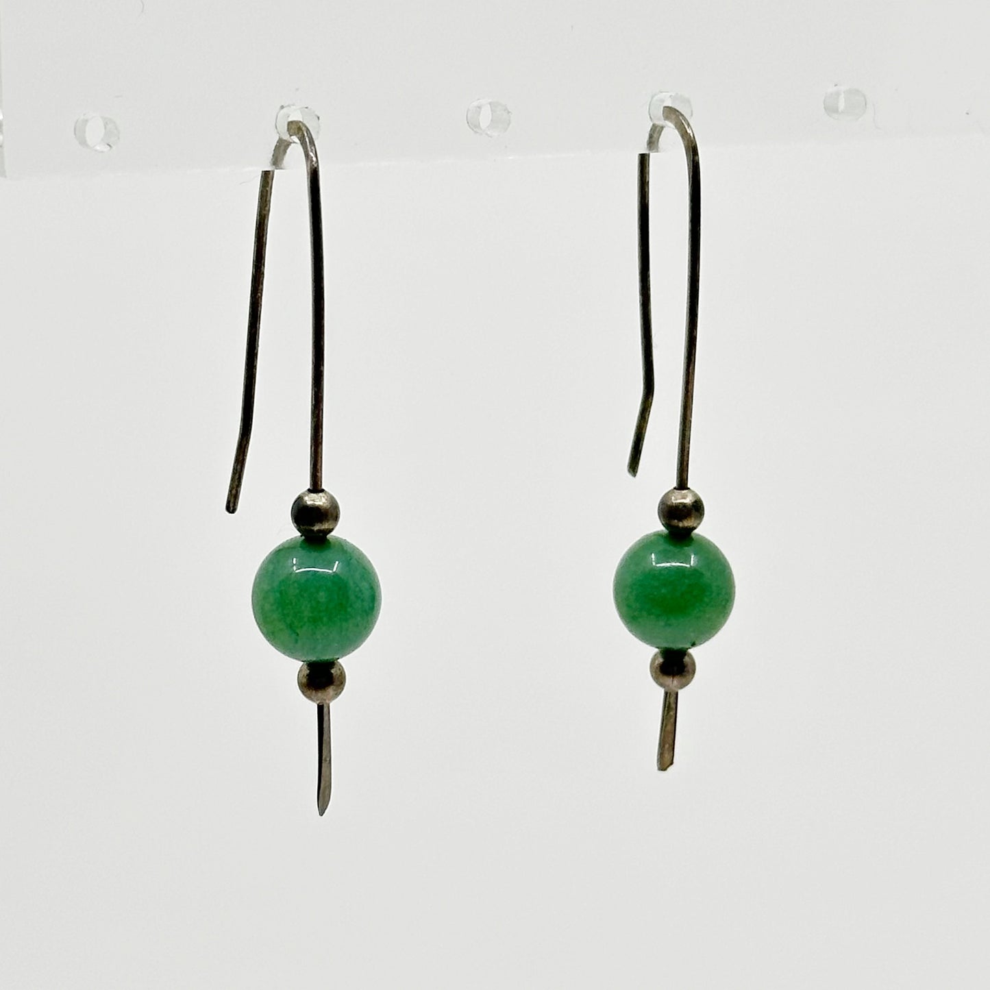 Hand Made Sterling silver aventurine bead earrings - GM71