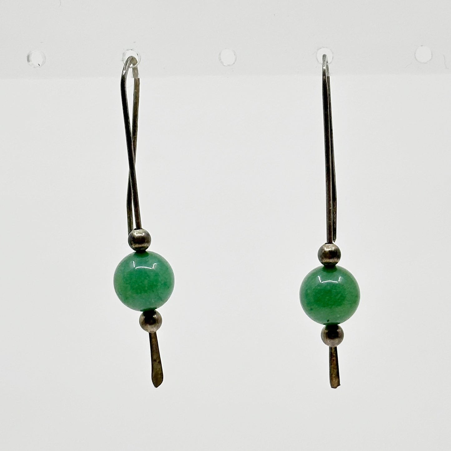 Hand Made Sterling silver aventurine bead earrings - GM71