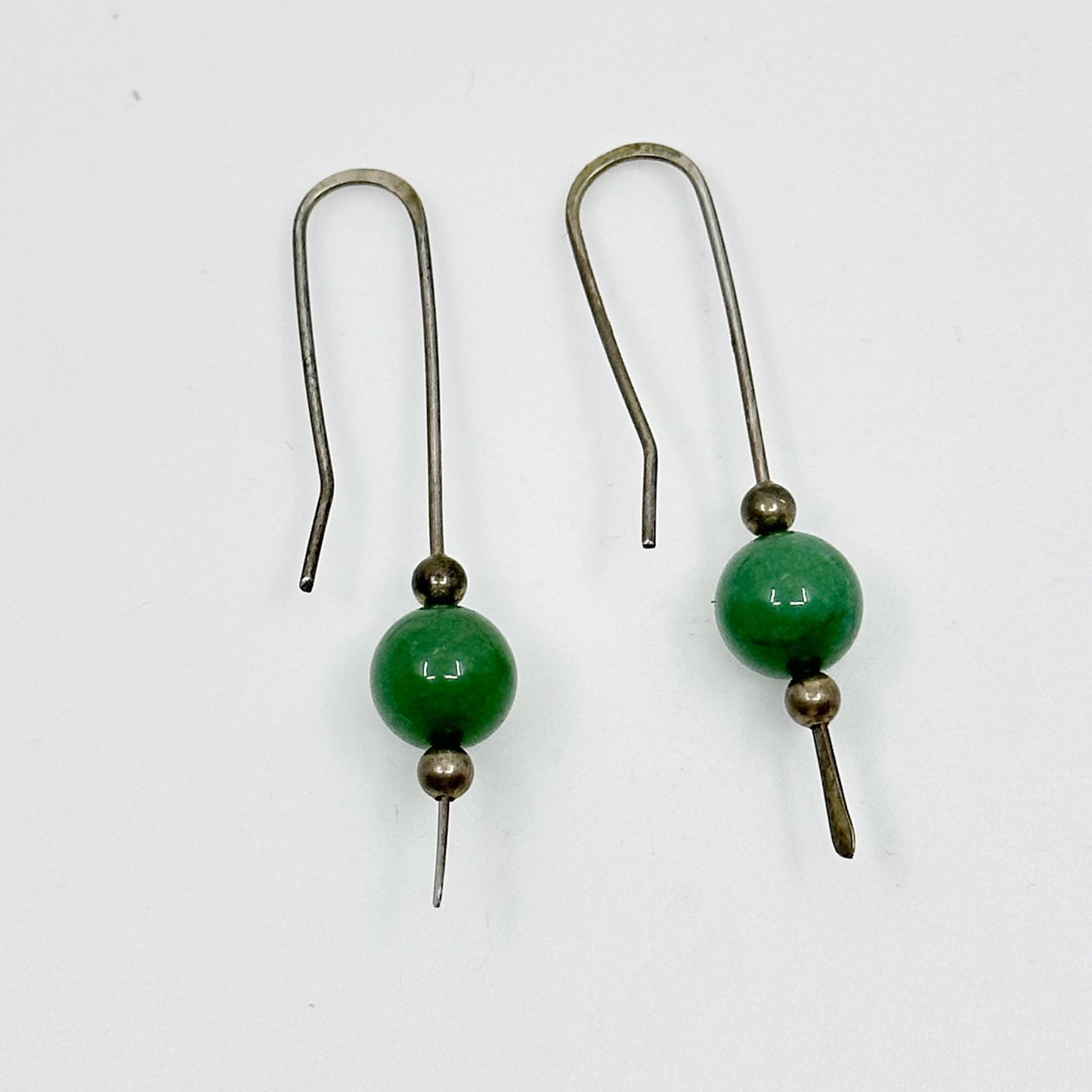 Hand Made Sterling silver aventurine bead earrings - GM71