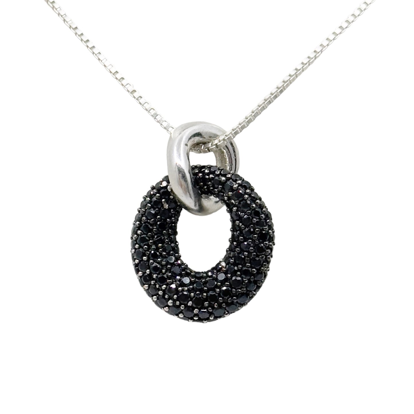 Sterling silver pave cubic zirconia link pendant GM721