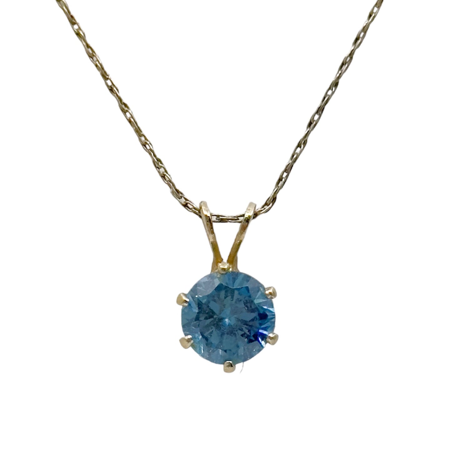 14k Gold filled blue topaz solitaire pendant GM723