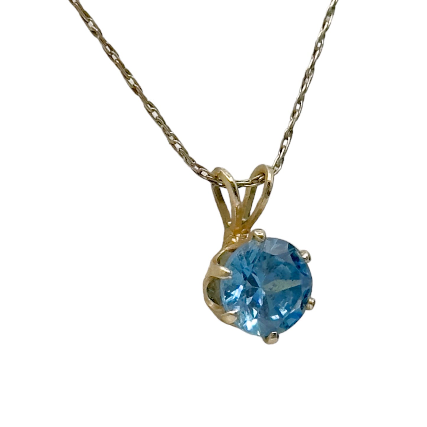 14k Gold filled blue topaz solitaire pendant GM723