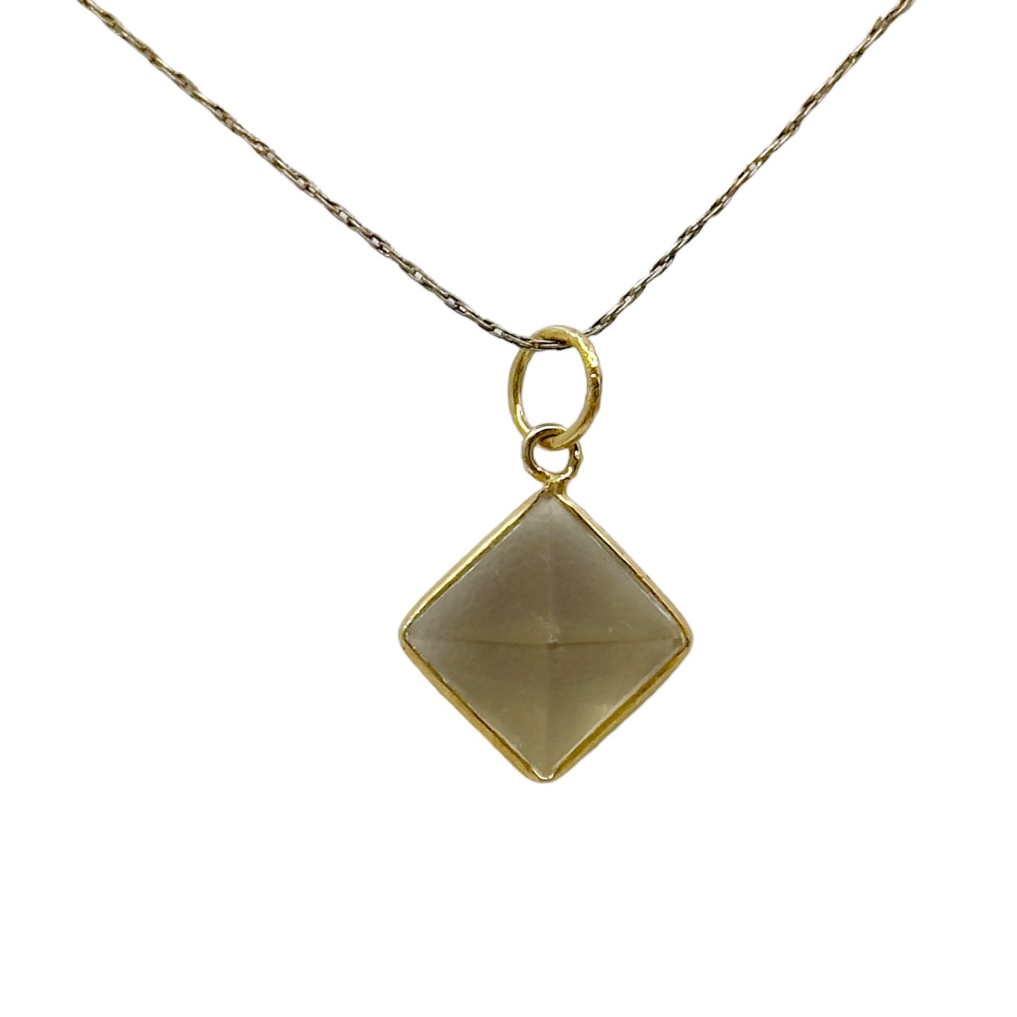 18k Gold Vermeil Sterling silver smoky quartz pyramid pendant GM727