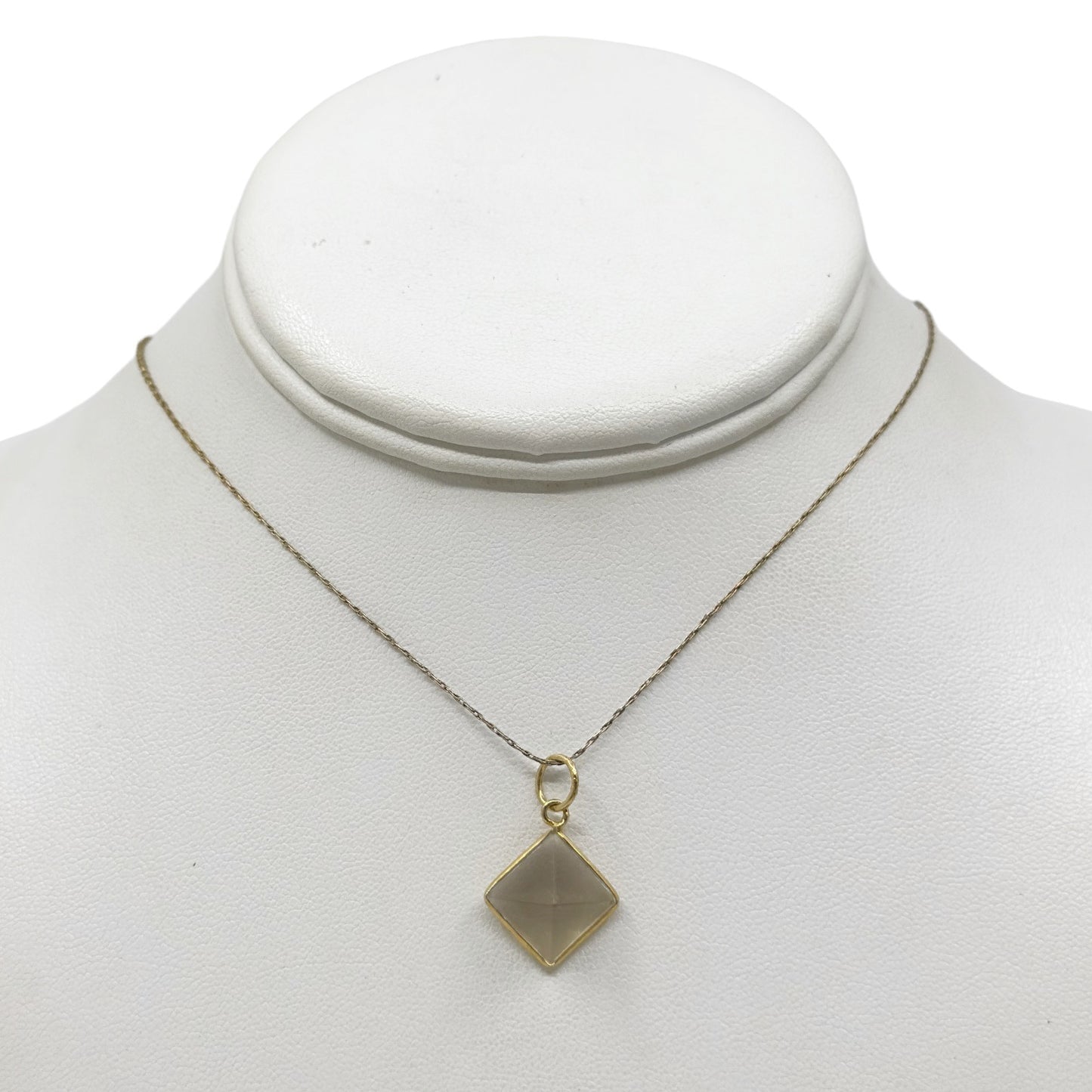 18k Gold Vermeil Sterling silver smoky quartz pyramid pendant GM727