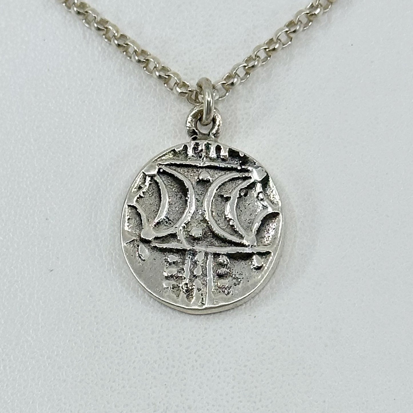 Sterling silver coin medal pendant necklace GM729