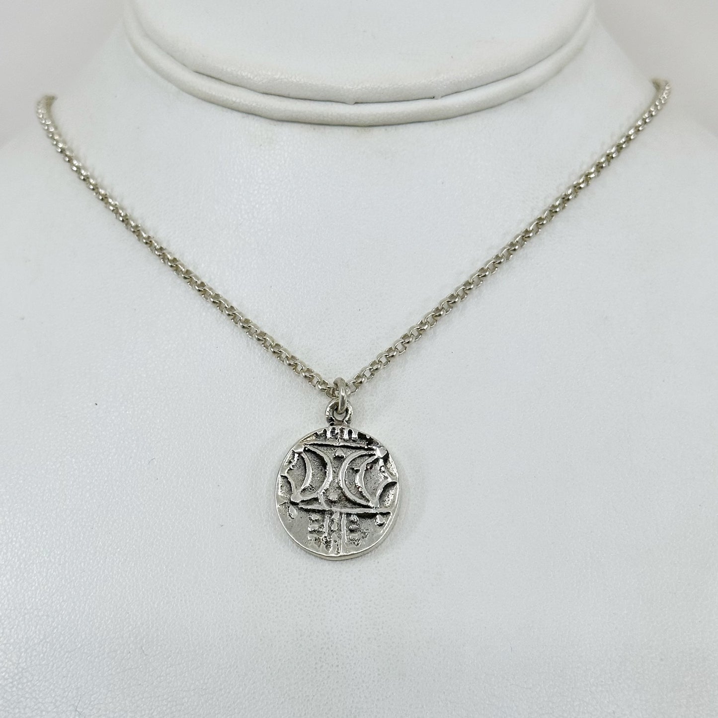 Sterling silver coin medal pendant necklace GM729