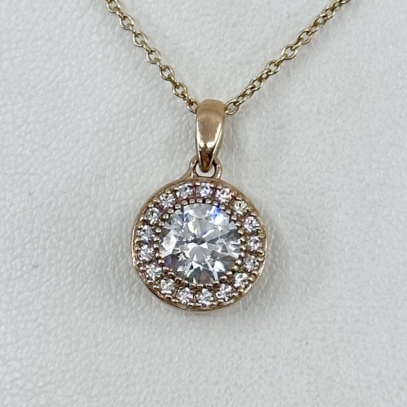 14k Rose Gold vermeil Sterling silver cubic zirconia pendant necklace GM730