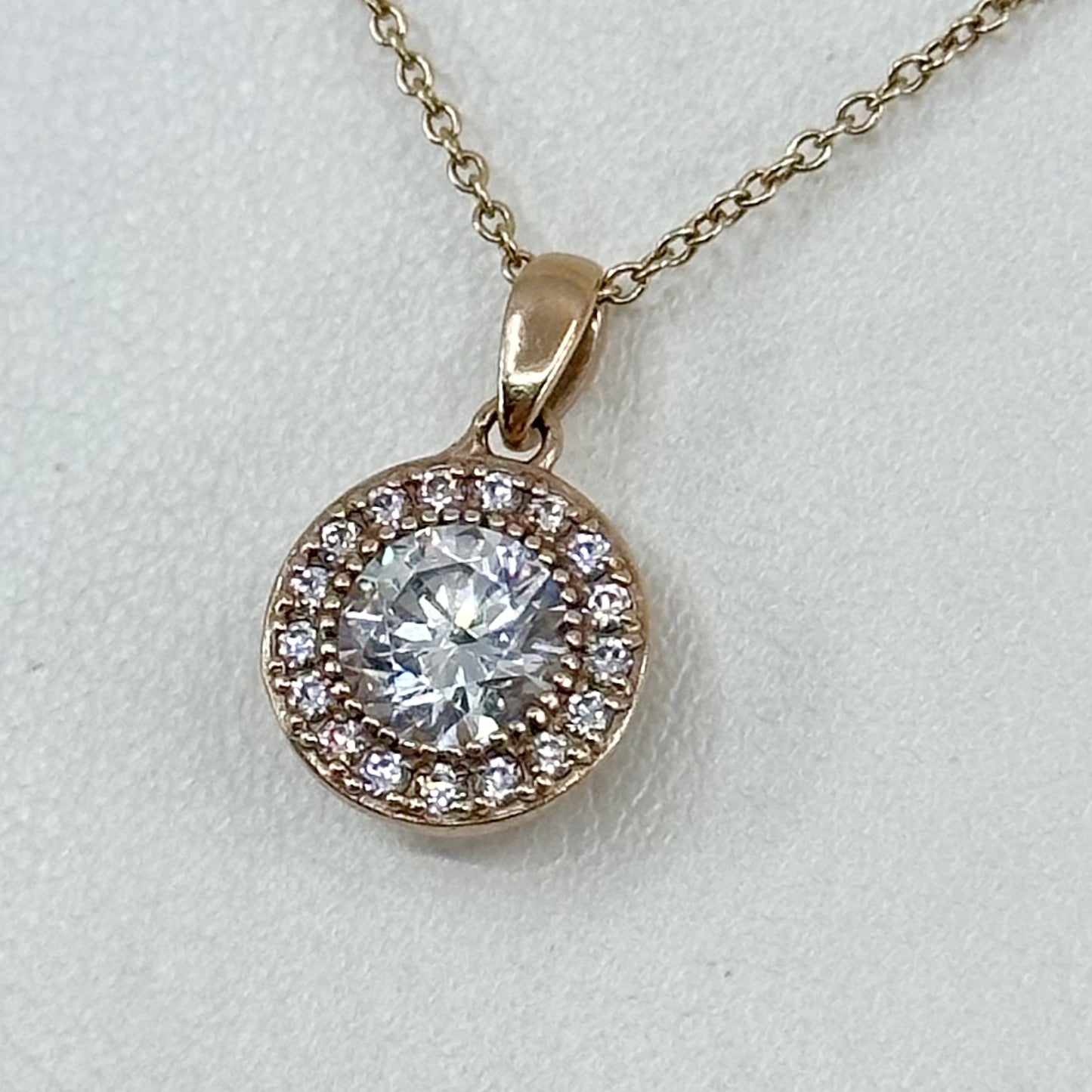 14k Rose Gold vermeil Sterling silver cubic zirconia pendant necklace GM730