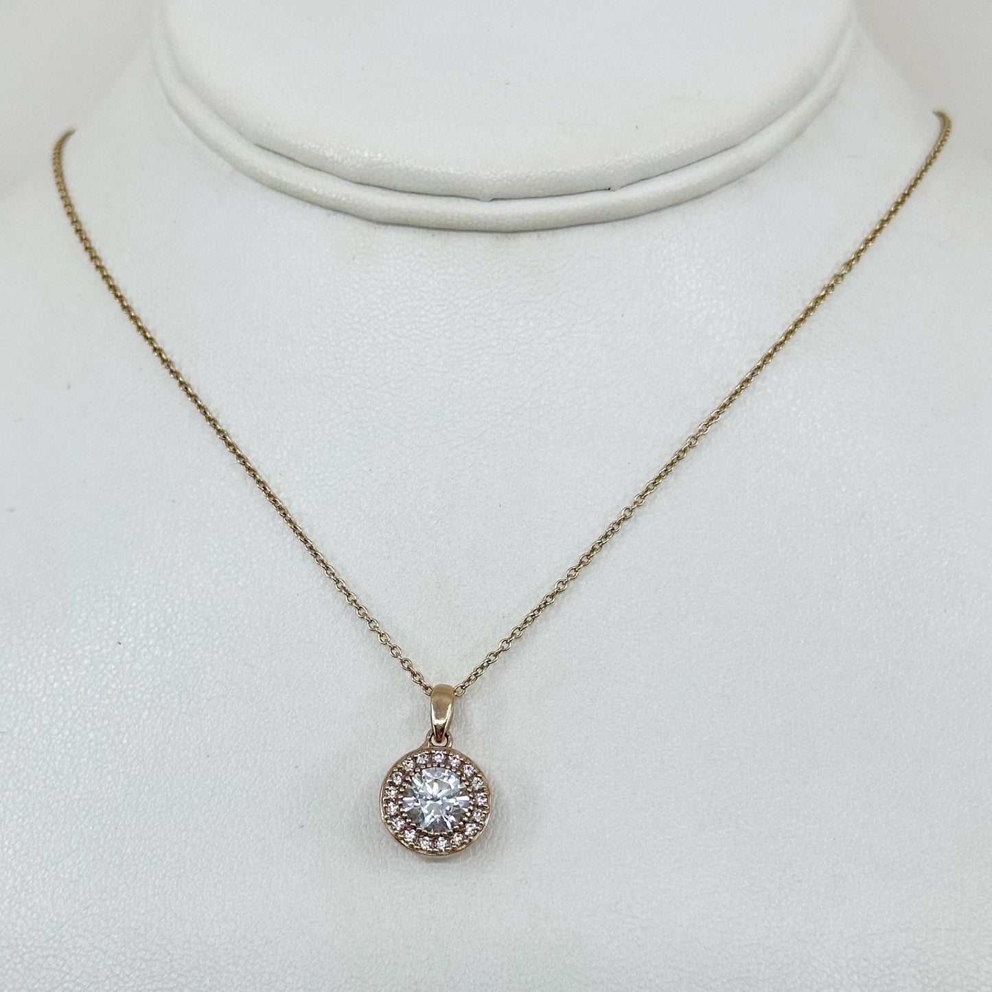 14k Rose Gold vermeil Sterling silver cubic zirconia pendant necklace GM730