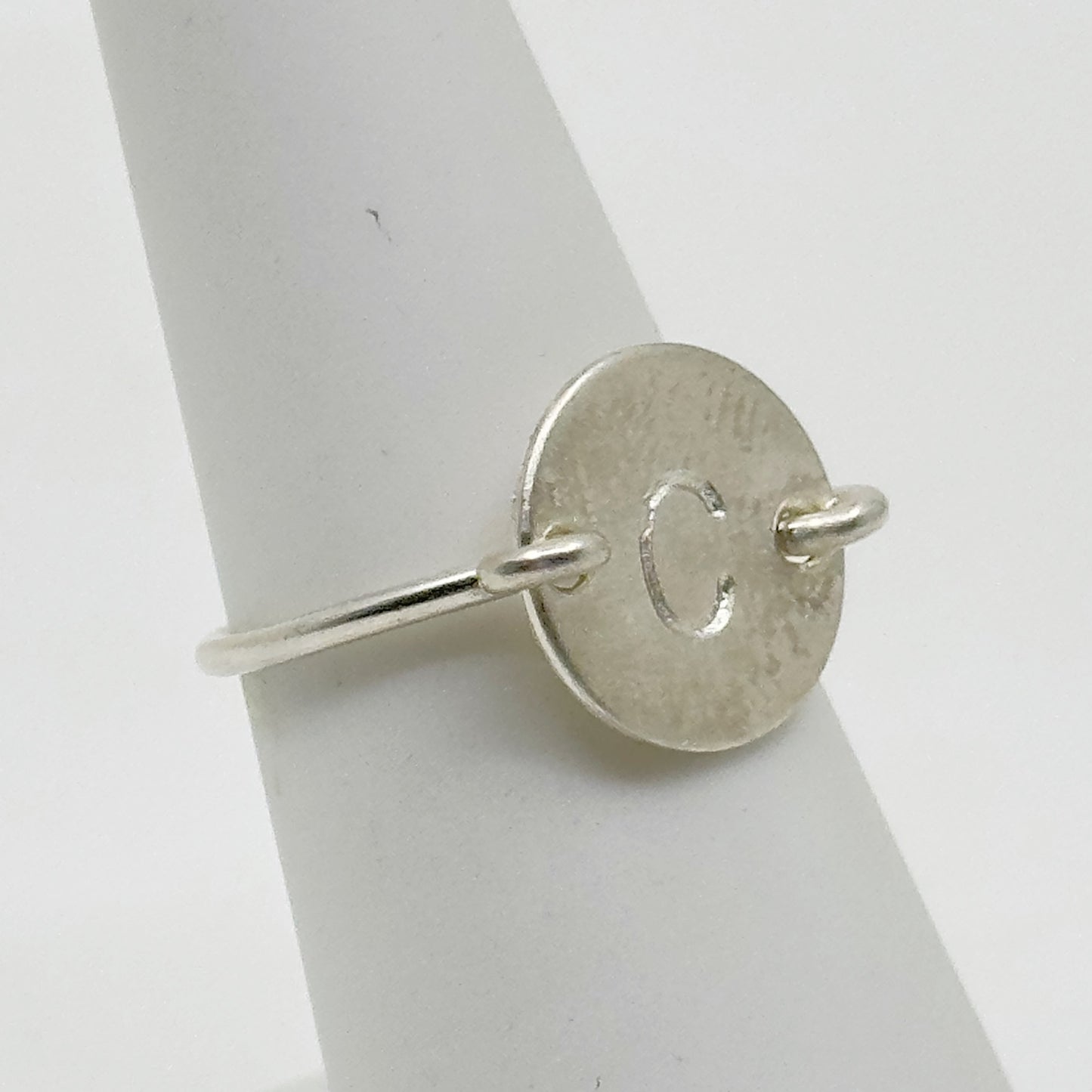 Hand Made Sterling silver C Initial disk Ring GM736