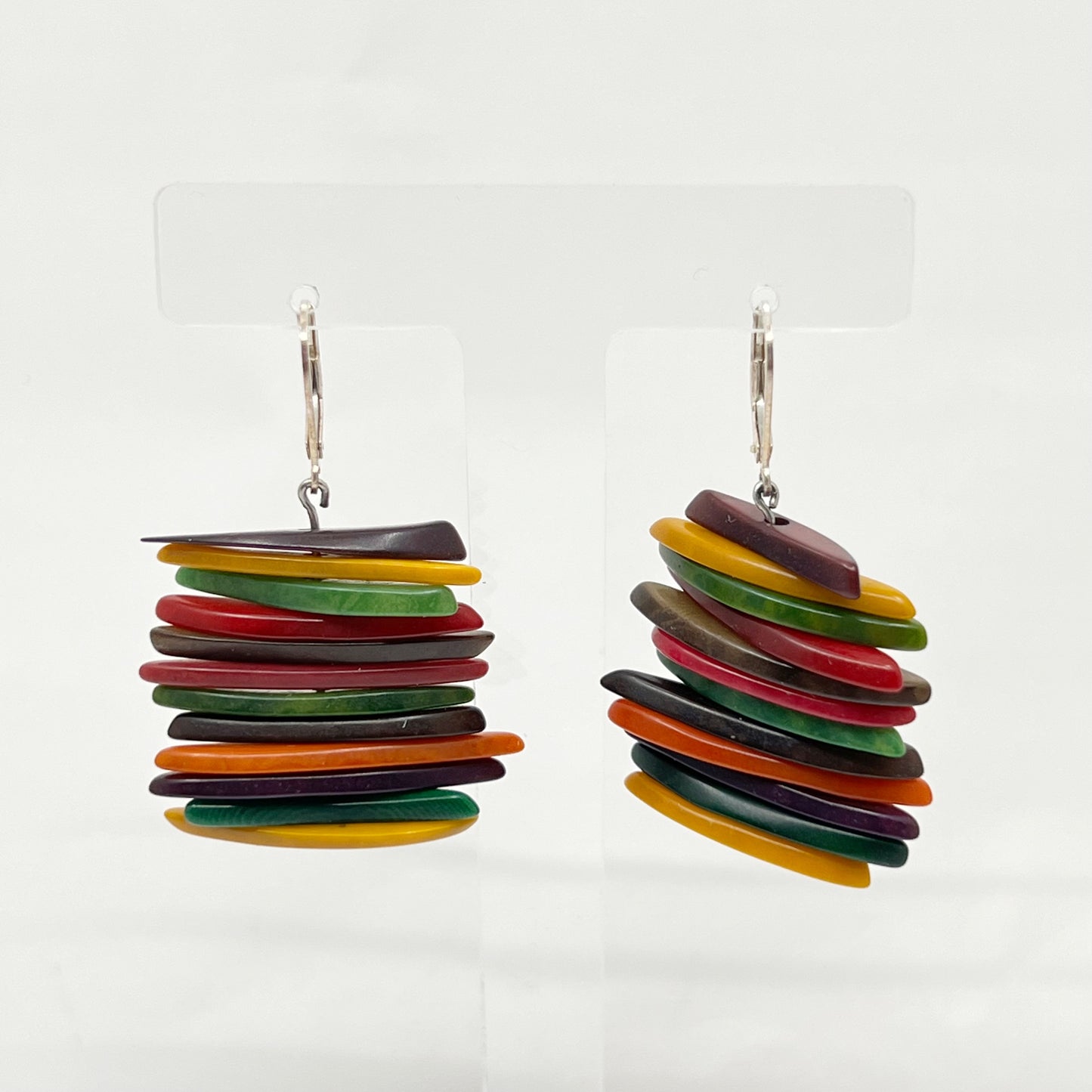 sterling silver multicolor lucite bead earrings GM739
