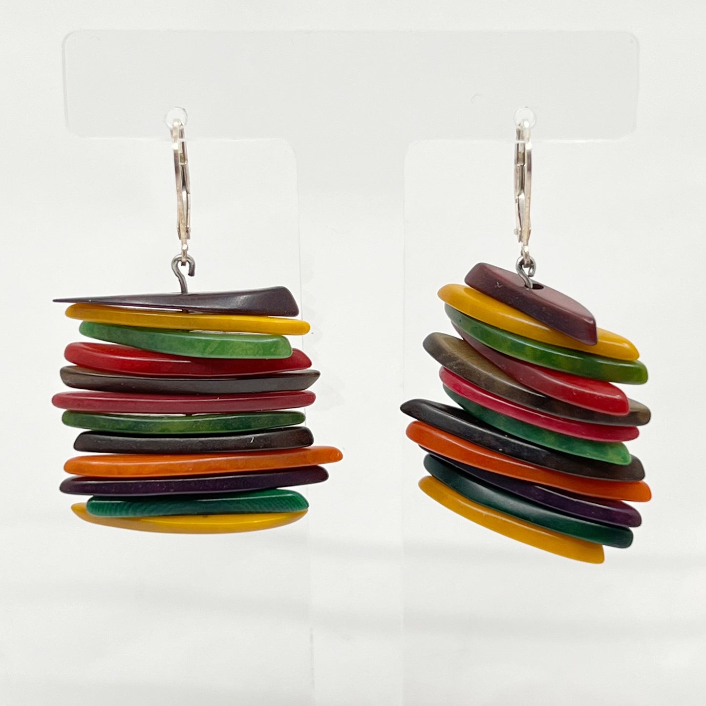 sterling silver multicolor lucite bead earrings GM739