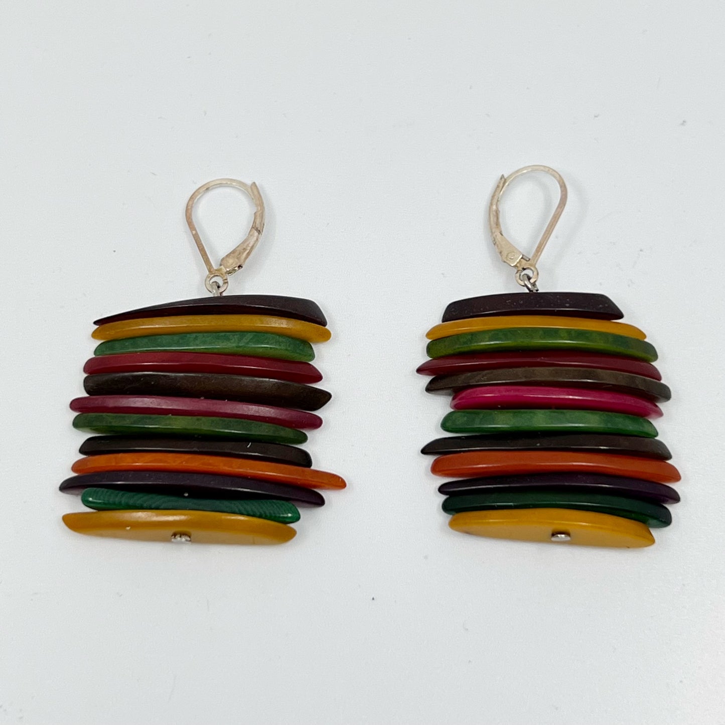 sterling silver multicolor lucite bead earrings GM739