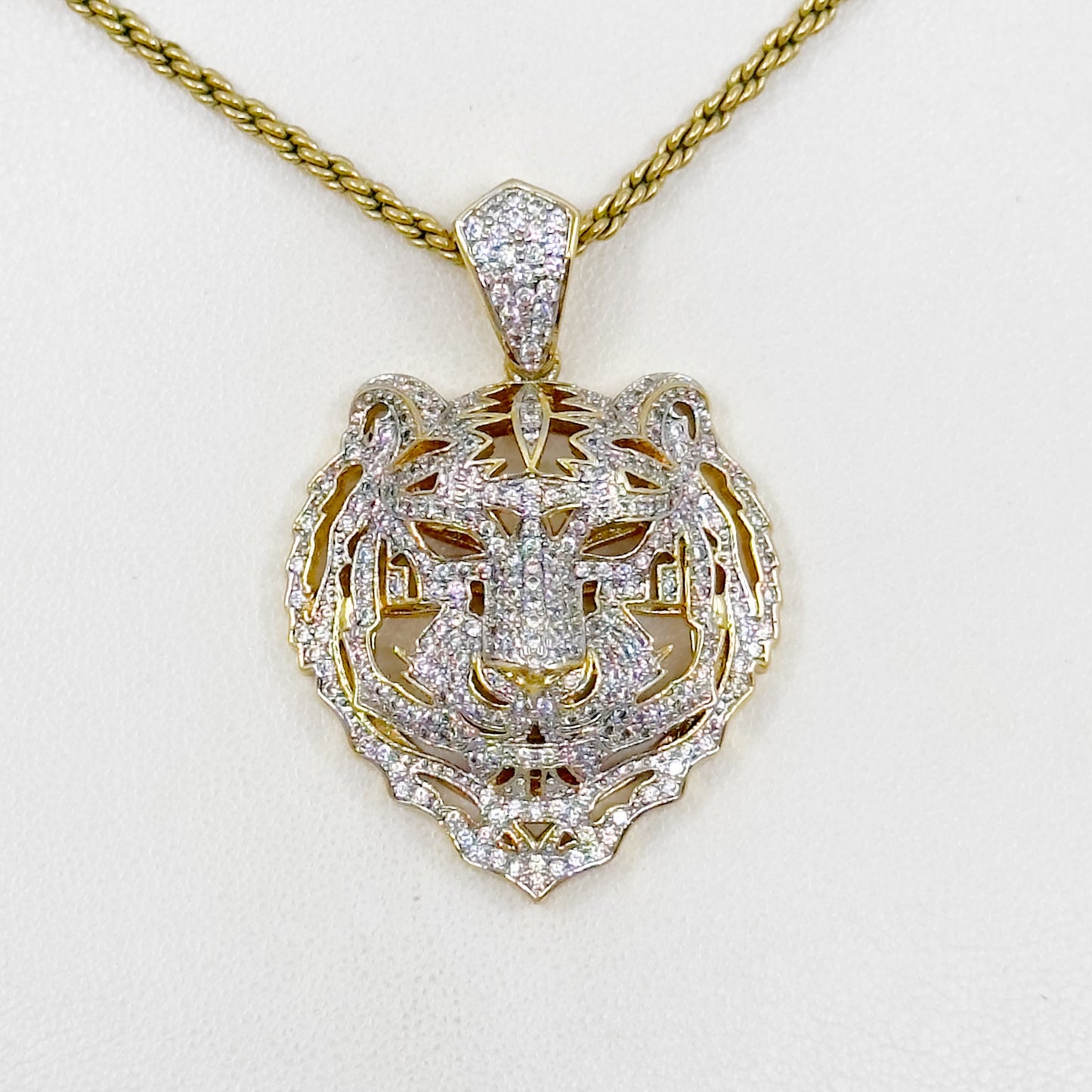 AC 14k Gold filled cubic zirconia tiger pendant GM741