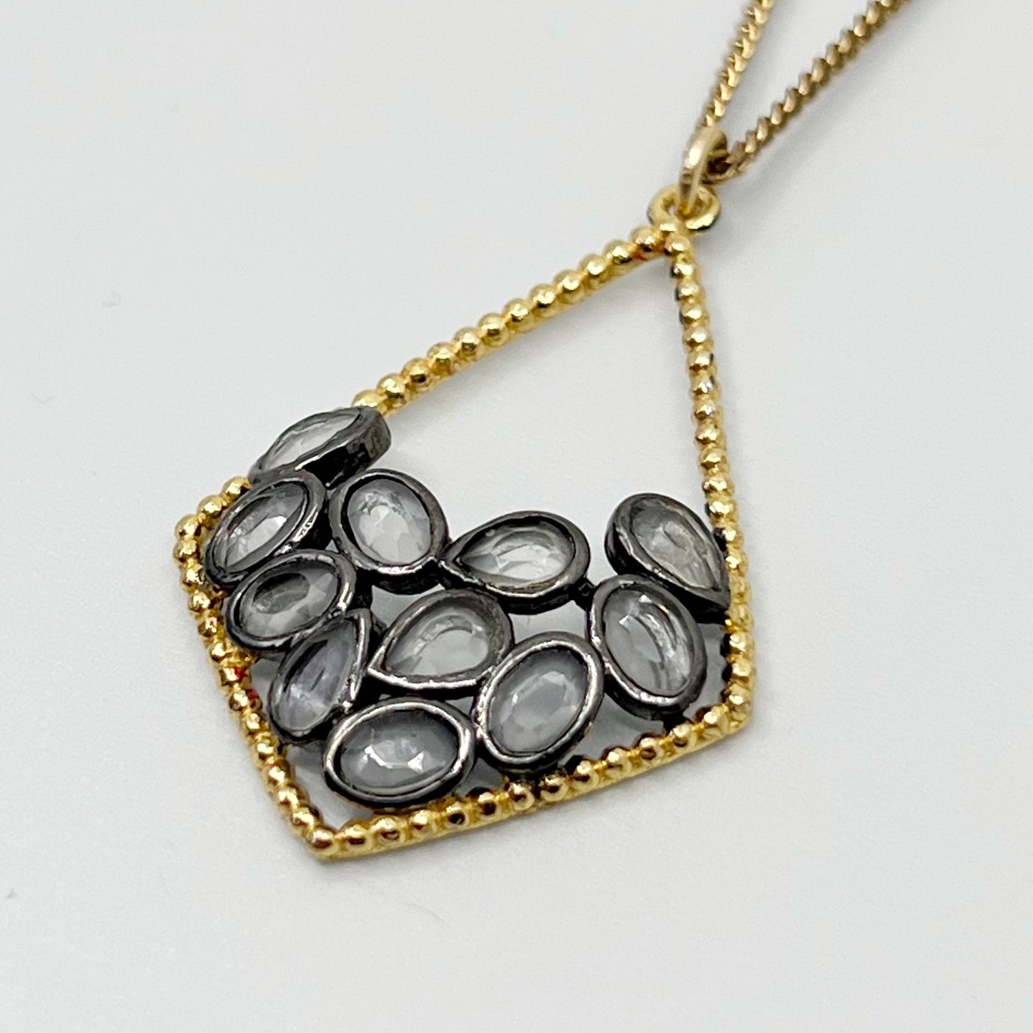 18k Gold vermeil Sterling silver quartz pendant GM746