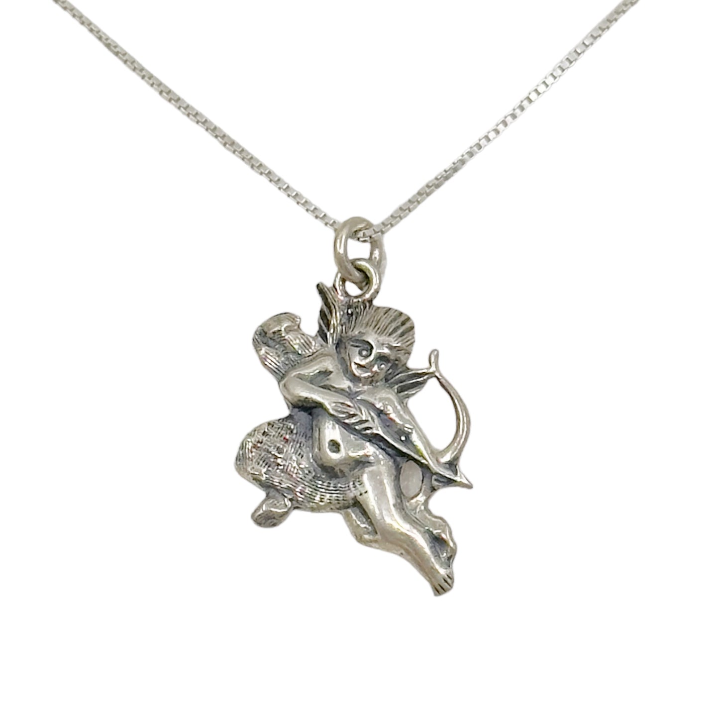 Vintage Sterling silver cupid cherub charm pendant GM748