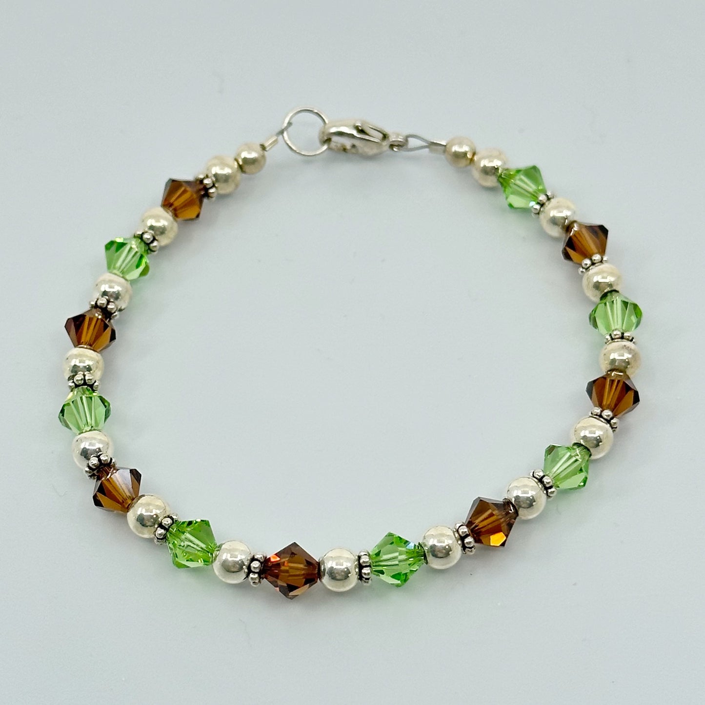 Hand Made sterling silver crystal bead bracelet GM750