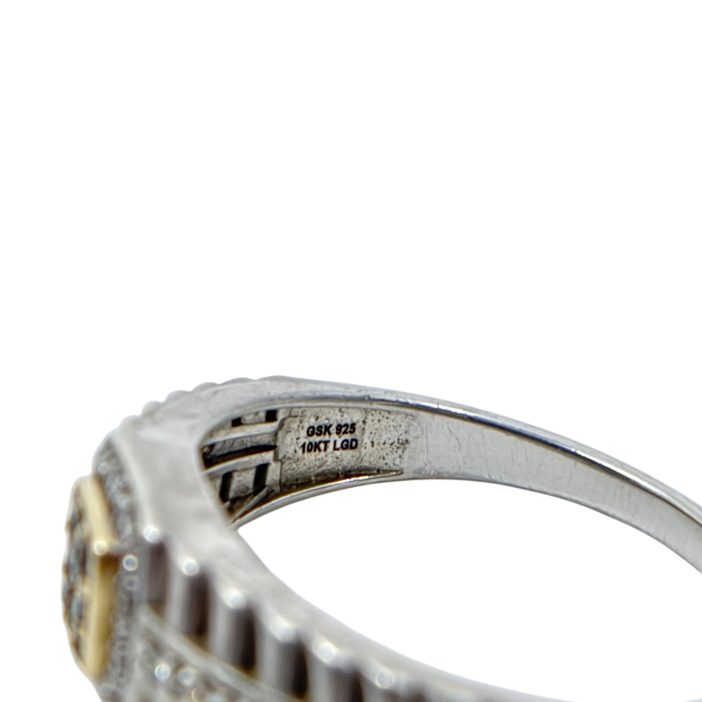 GSK 10k gold Sterling silver white & black diamond men ring - GM752
