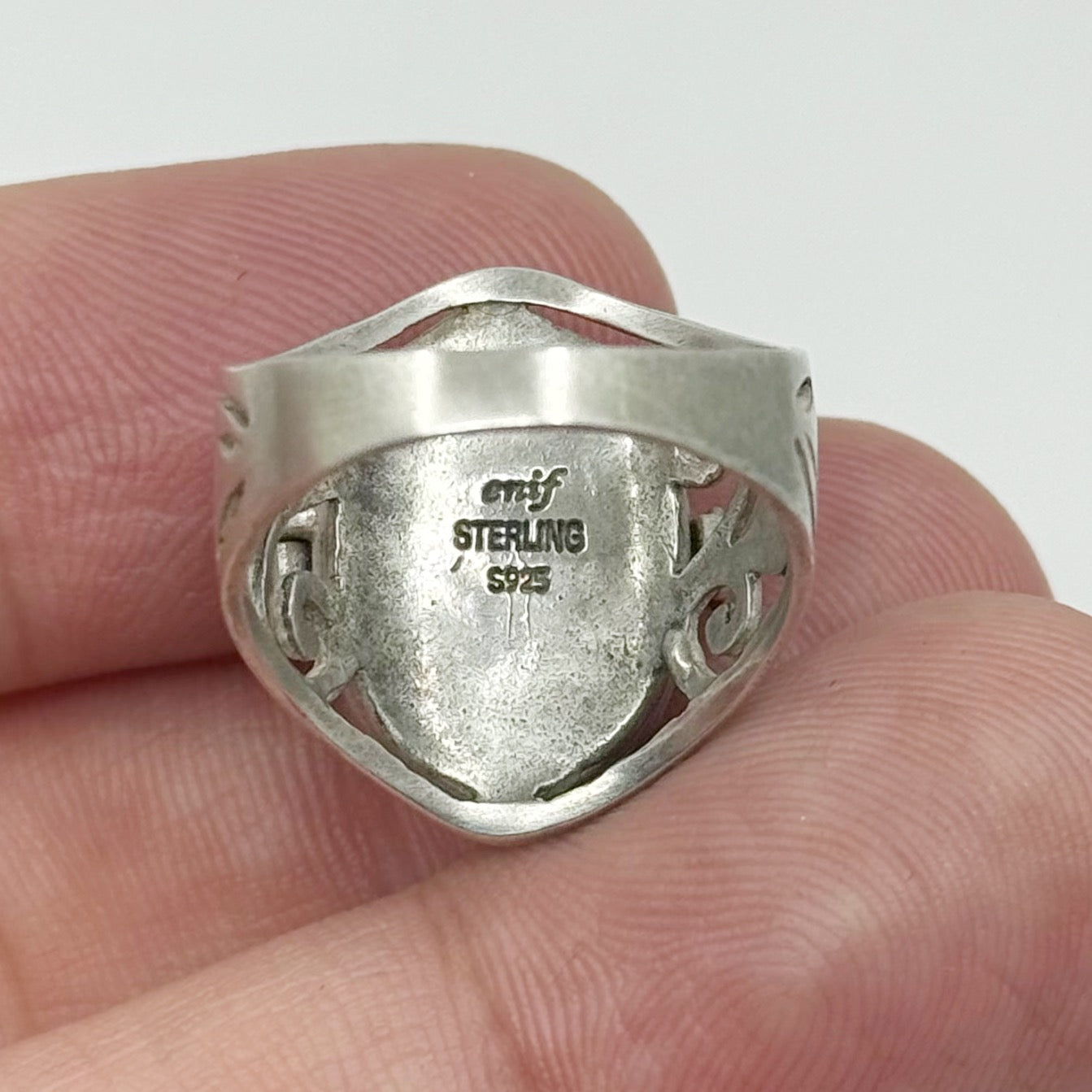 Enif Sterling silver Momento Mori shell cameo poison ring - GM76