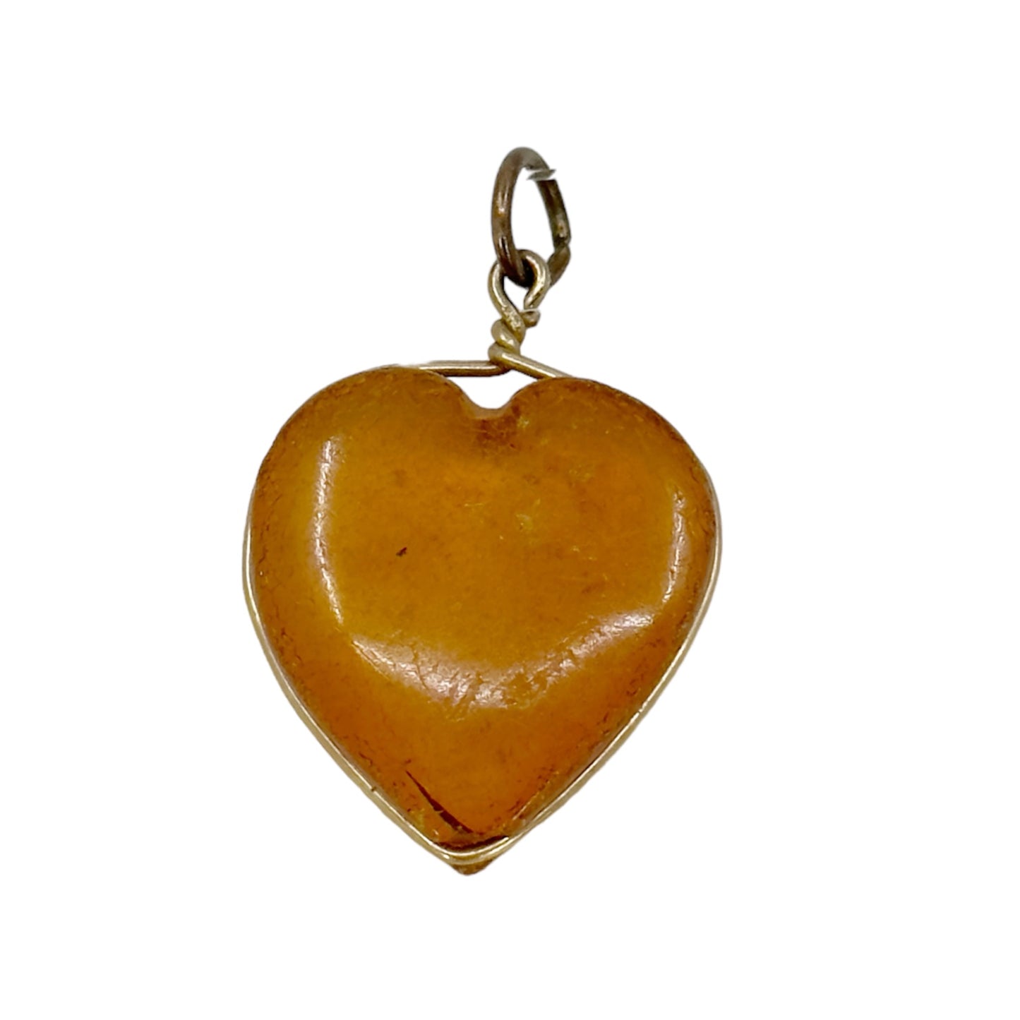Vintage Gold filled baltic amber heart pendant GM760