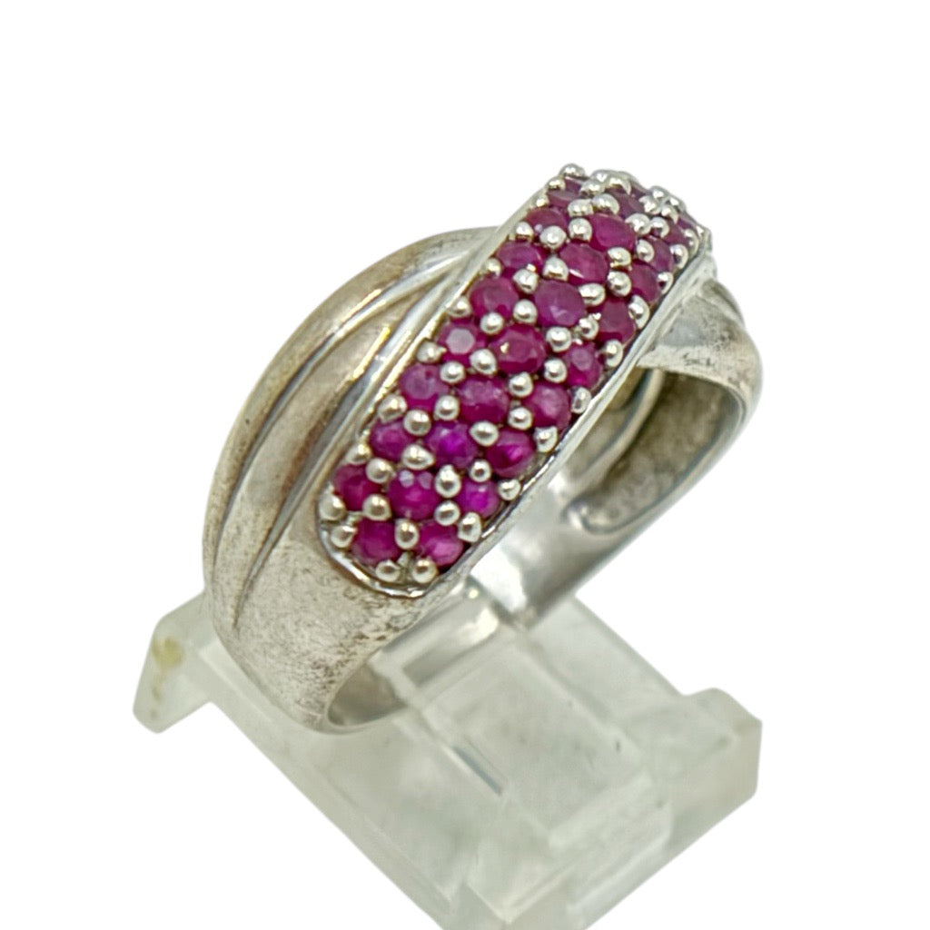 CNA Sterling silver natural ruby crisscross ring - GM767