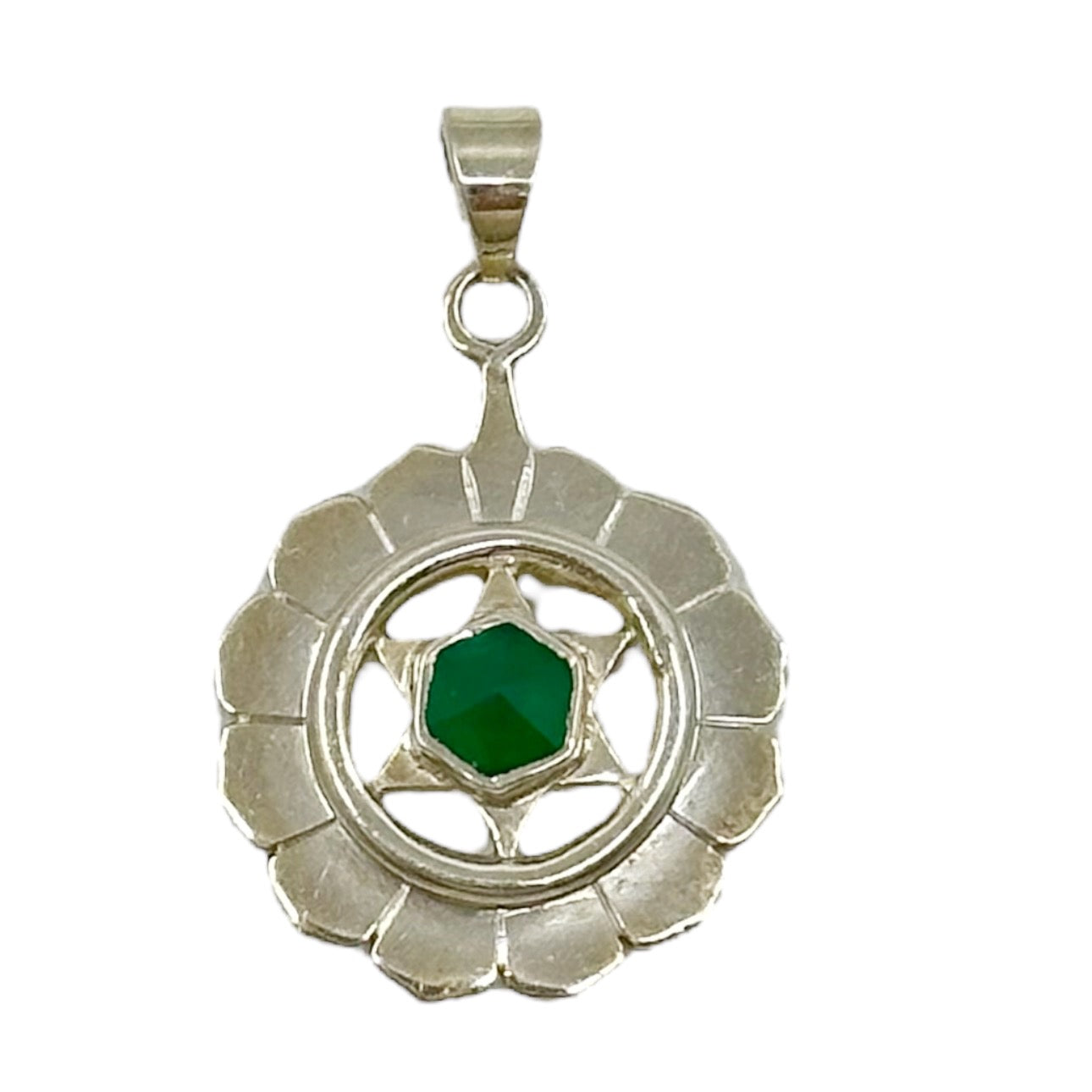 sterling silver chrysoprase Berk Chakra pendant - GM78