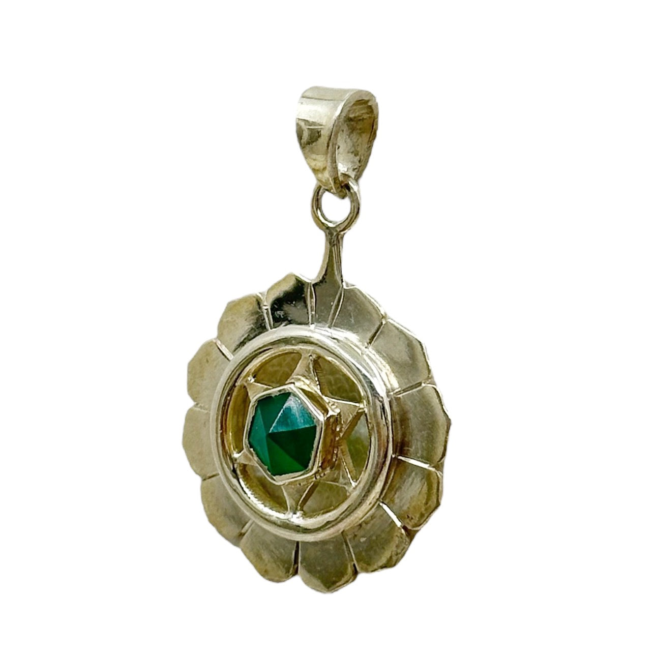 sterling silver chrysoprase Berk Chakra pendant - GM78