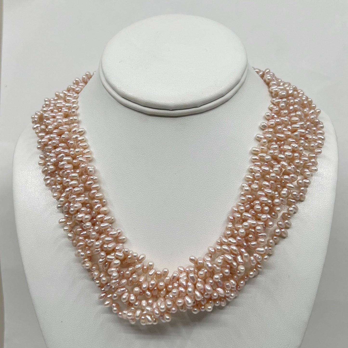 14k Gold filled cultured peach pearl torsade necklace GM786