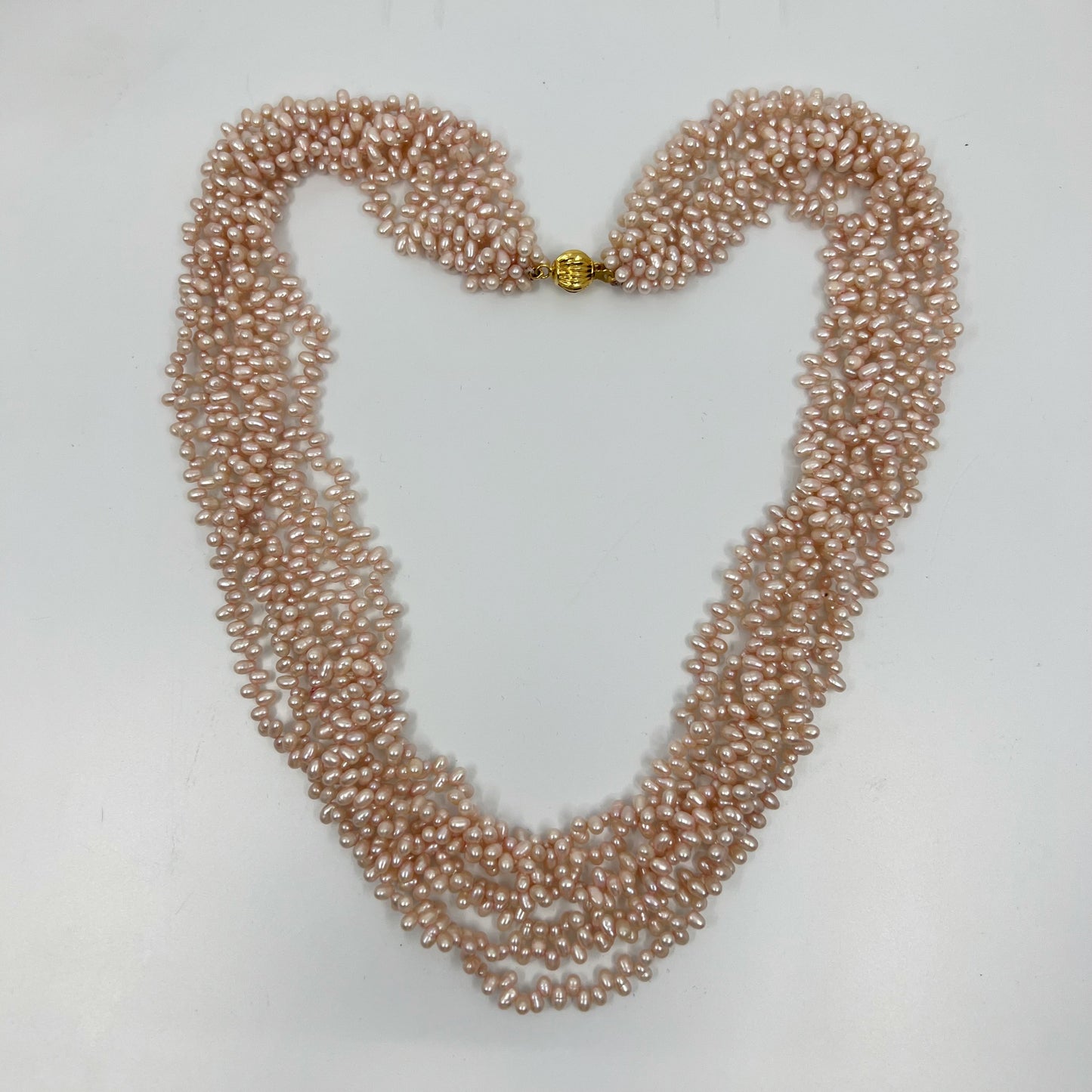 14k Gold filled cultured peach pearl torsade necklace GM786
