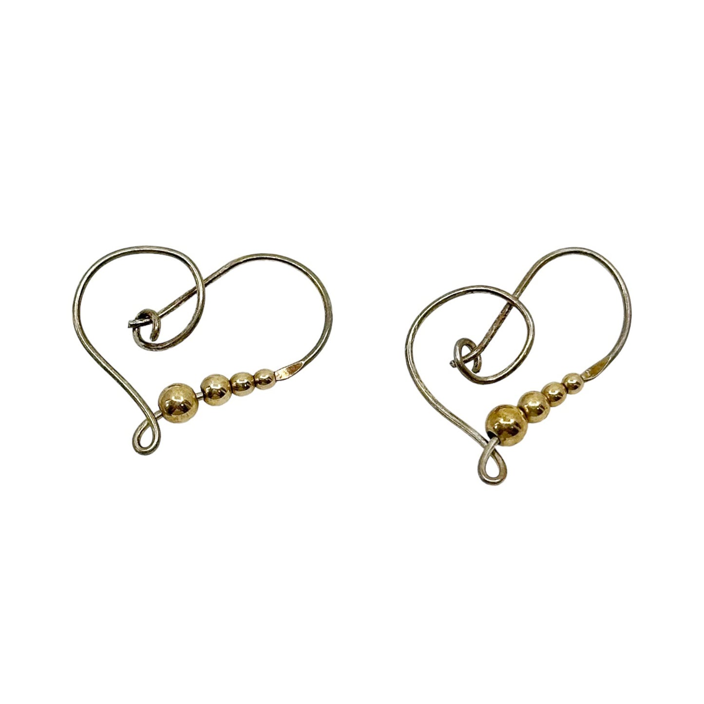 Hand made 14k gold filled & Sterling silver heart earrings GM787