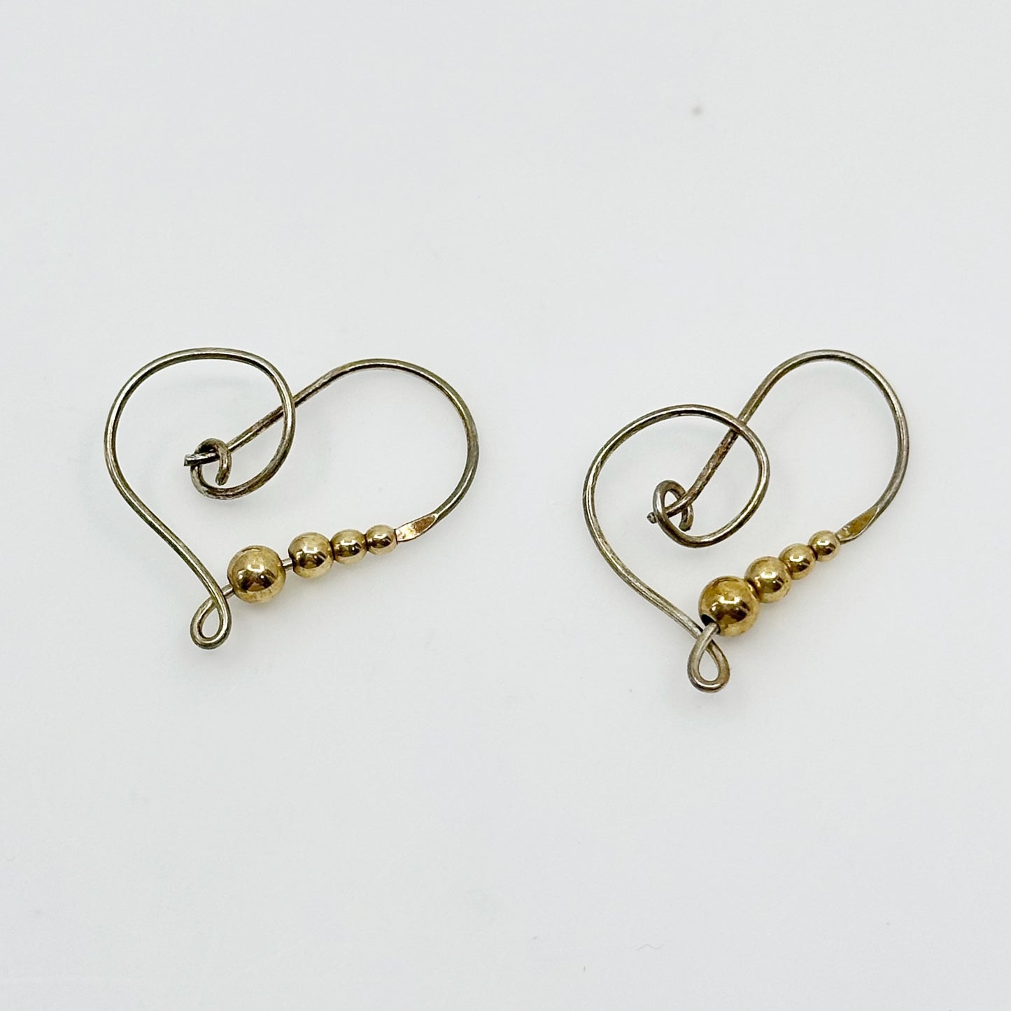 Hand made 14k gold filled & Sterling silver heart earrings GM787